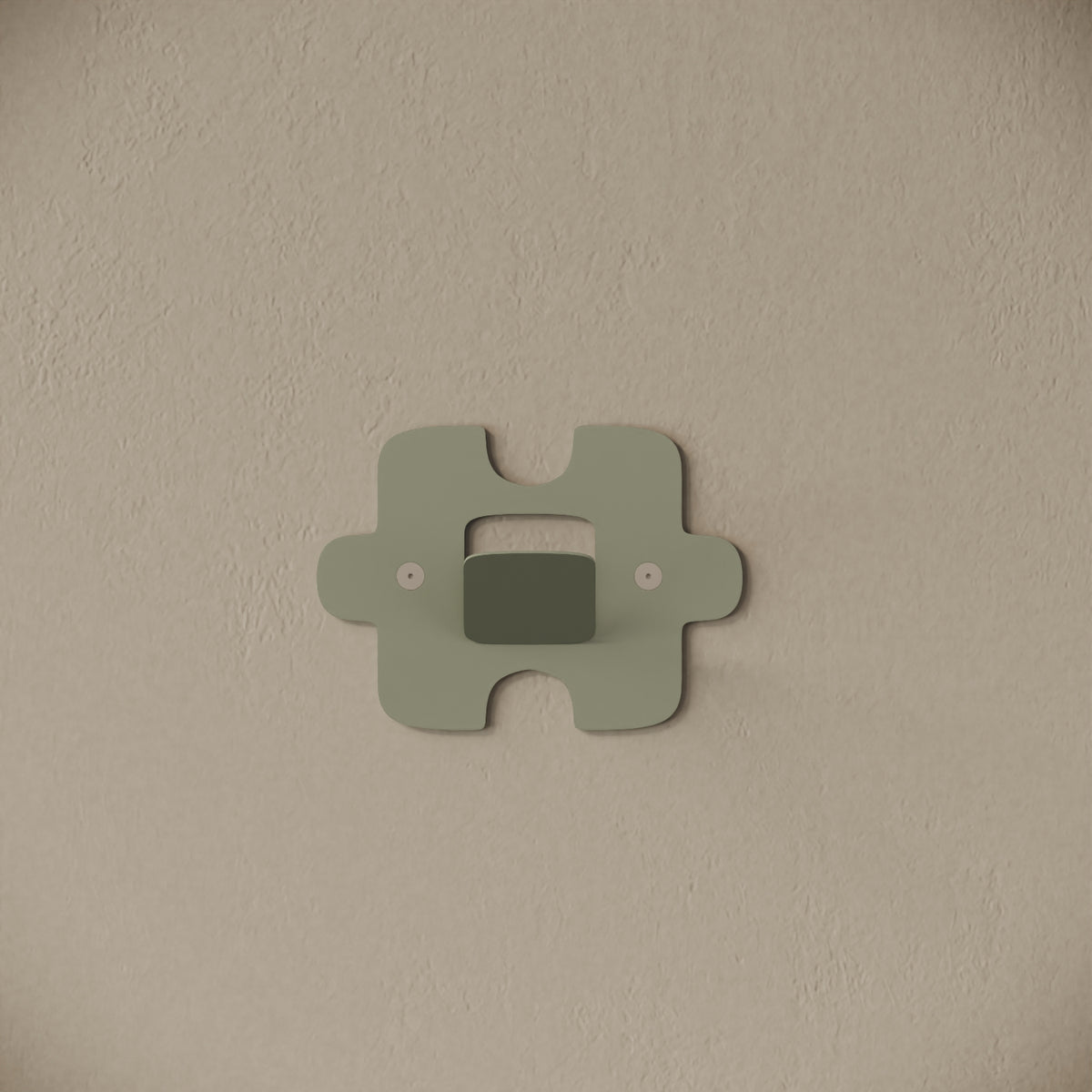 Appendiabiti da muro Puzzle verde, vista frontale – ferro verniciato, gancio integrato