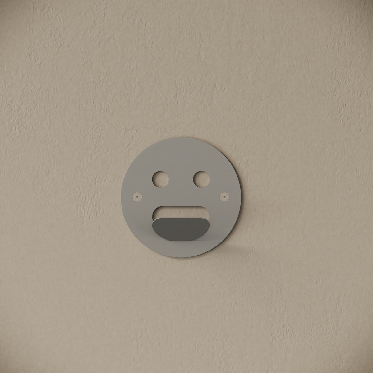 Appendiabiti da muro Smile grigio, vista frontale – ferro verniciato, gancio integrato