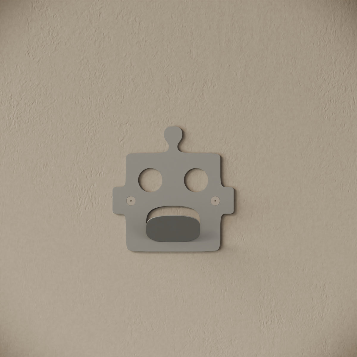 Appendiabiti da muro Robot grigio, vista frontale – ferro verniciato, gancio integrato