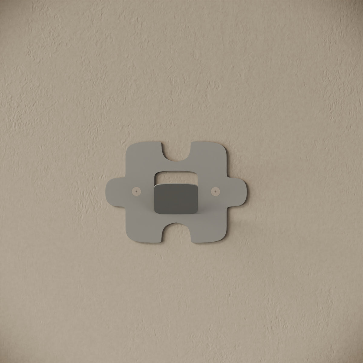 Appendiabiti da muro Puzzle grigio, vista frontale – ferro verniciato, gancio integrato