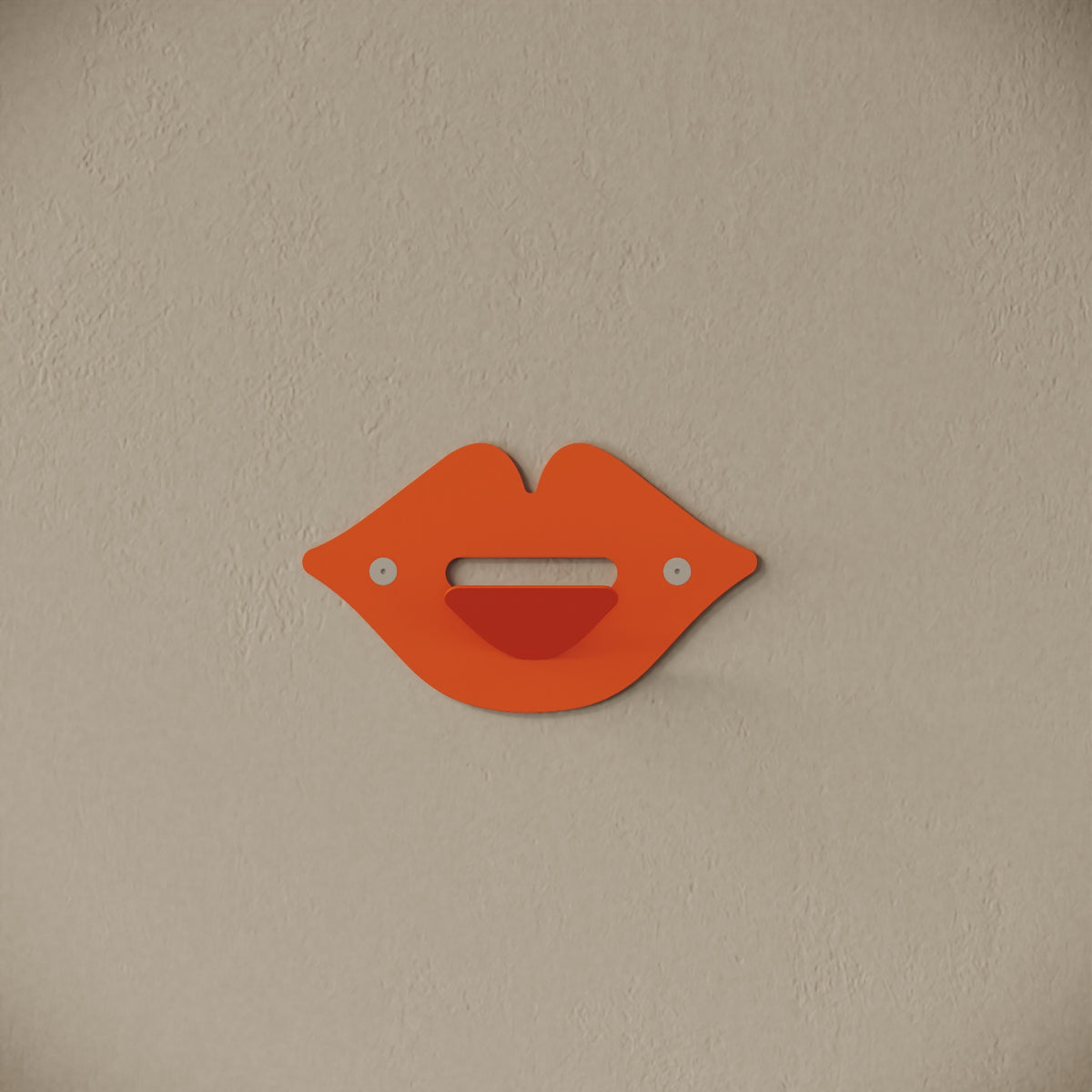 Appendiabiti da muro Kiss arancione, vista frontale – ferro verniciato, gancio integrato