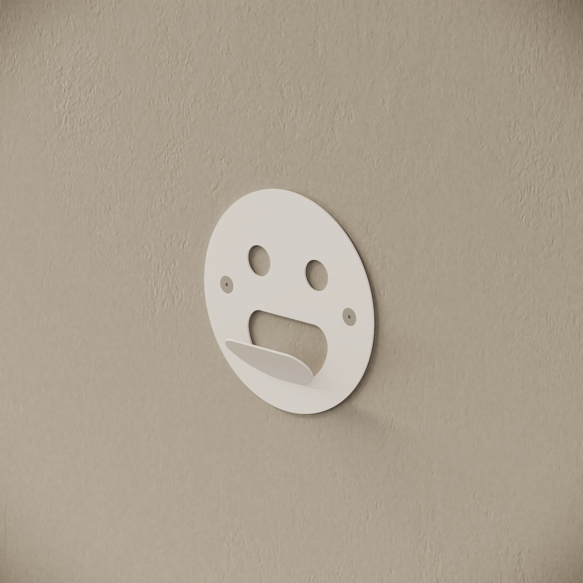 Appendiabiti da muro Smile bianco, vista laterale – ferro verniciato, gancio integrato