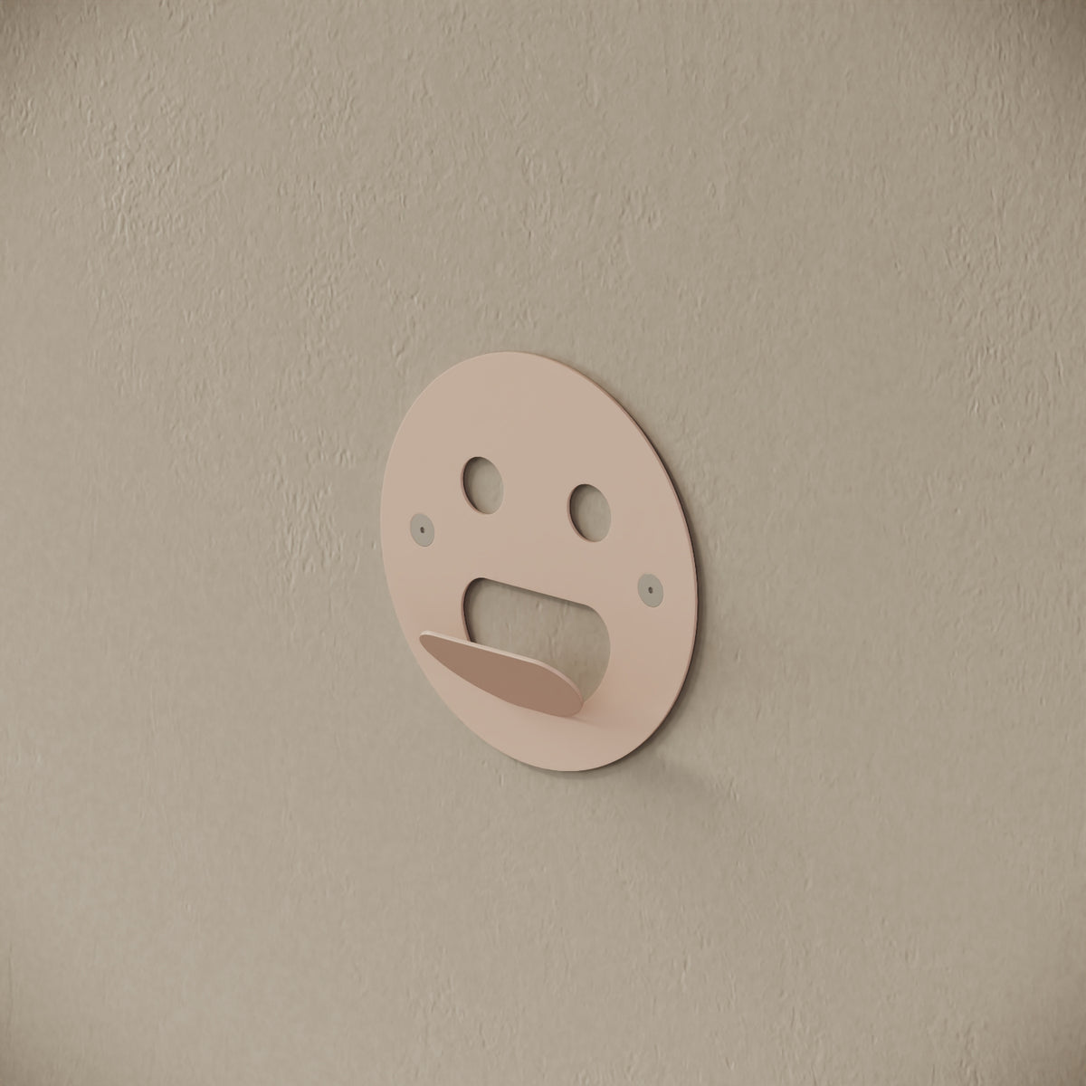 Appendiabiti da muro Smile cipria nude, vista laterale – ferro verniciato, gancio integrato