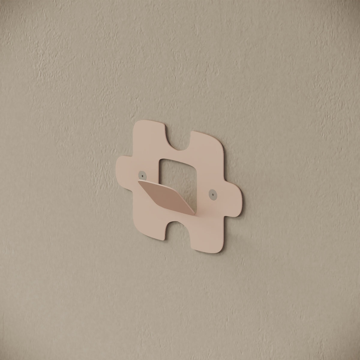 Appendiabiti da muro Puzzle cipria, vista laterale – ferro verniciato, gancio integrato