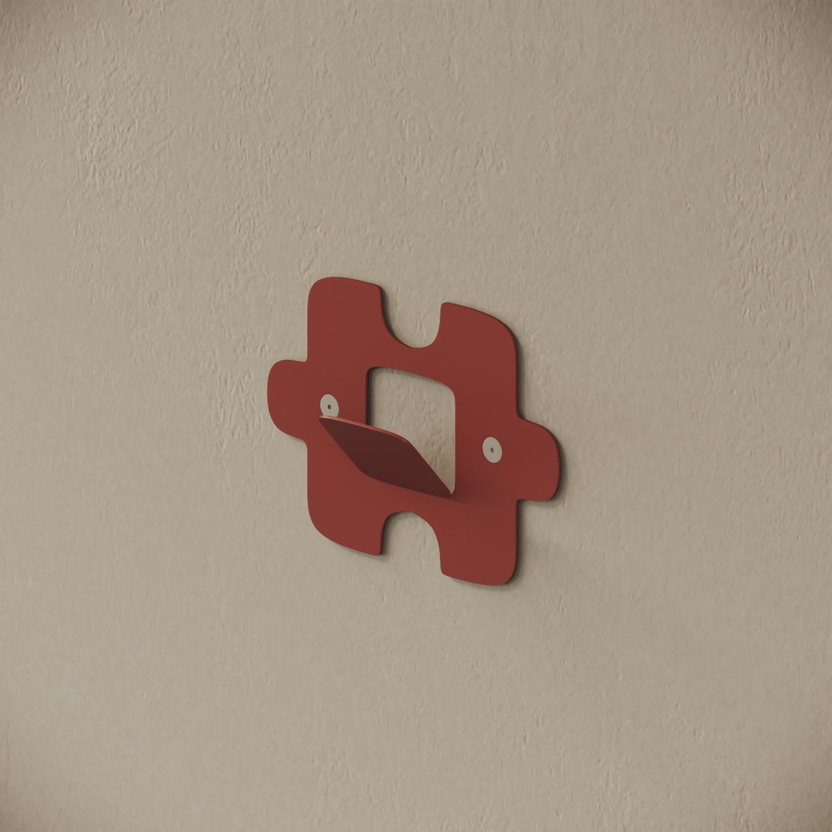 Appendiabiti da muro Puzzle rosso, vista laterale – ferro verniciato, gancio integrato