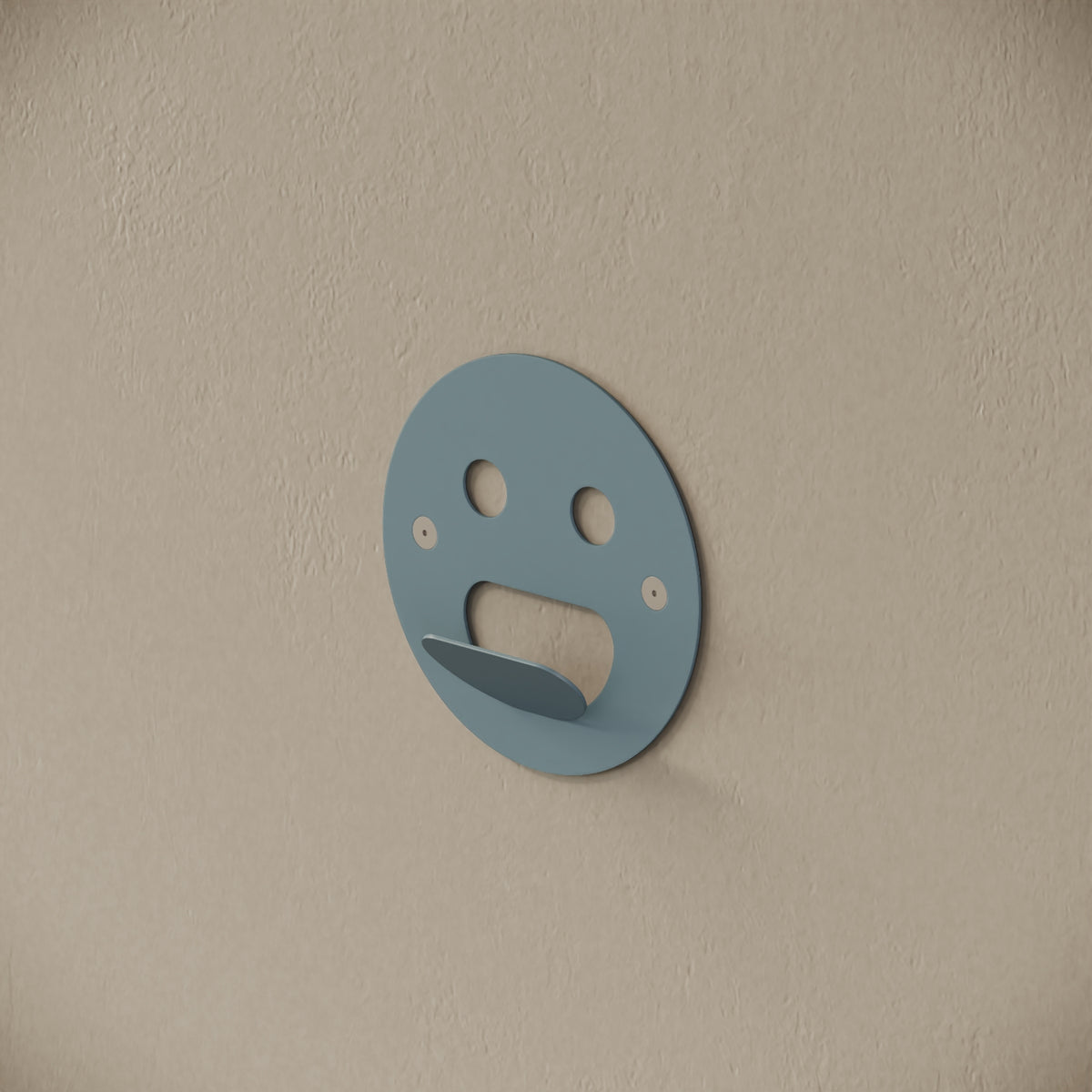 Appendiabiti da muro Smile blu, vista laterale – ferro verniciato, gancio integrato