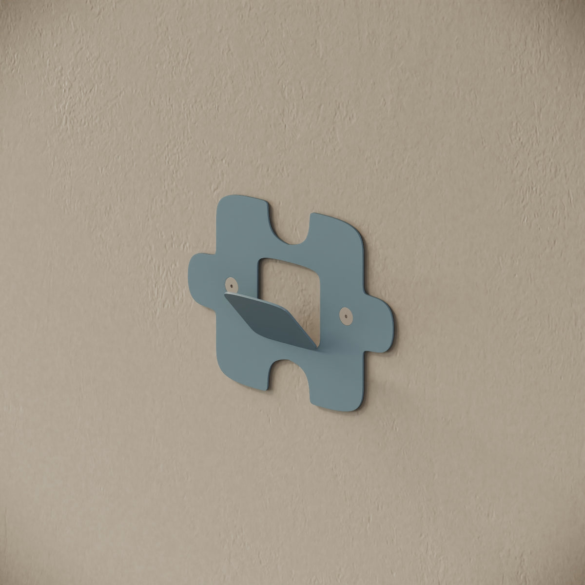 Appendiabiti da muro Puzzle blu, vista laterale – ferro verniciato, gancio integrato