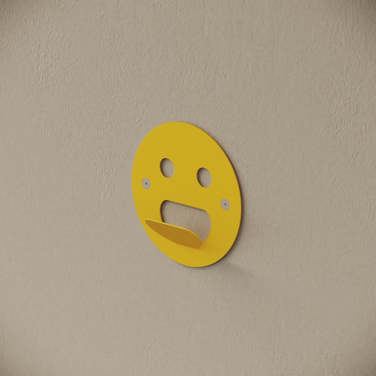 Appendiabiti da muro Smile giallo, vista laterale – ferro verniciato, gancio integrato