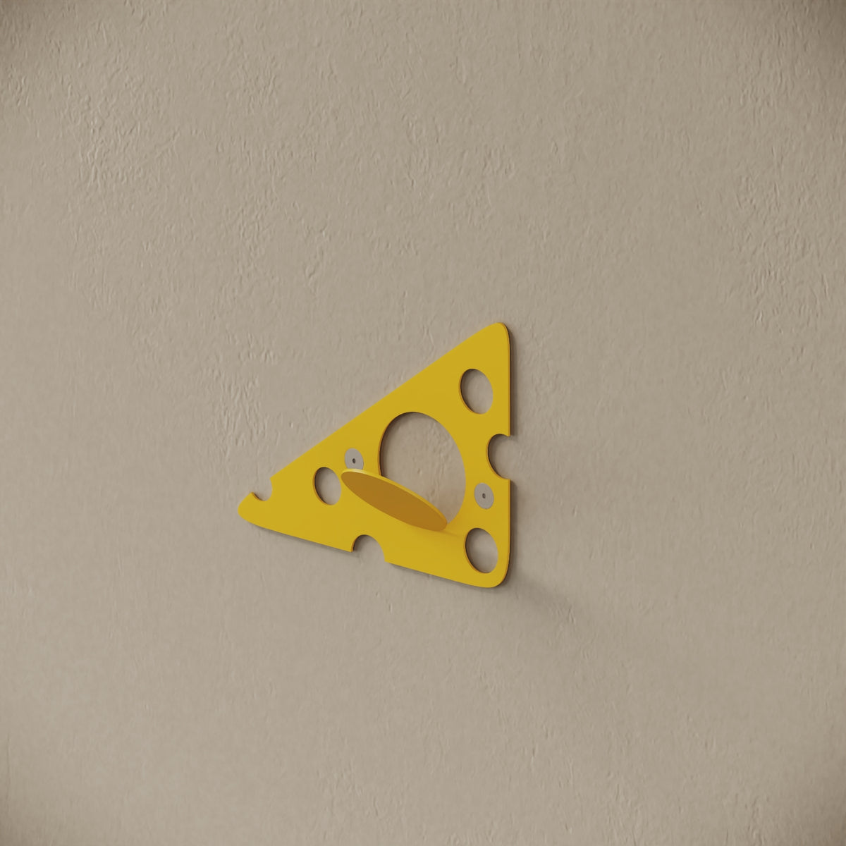 Appendiabiti da muro Cheese giallo, vista laterale – ferro verniciato, gancio integrato