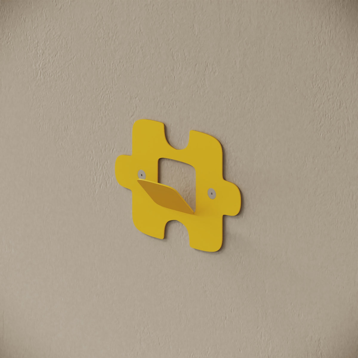 Appendiabiti da muro Puzzle giallo, vista laterale – ferro verniciato, gancio integrato