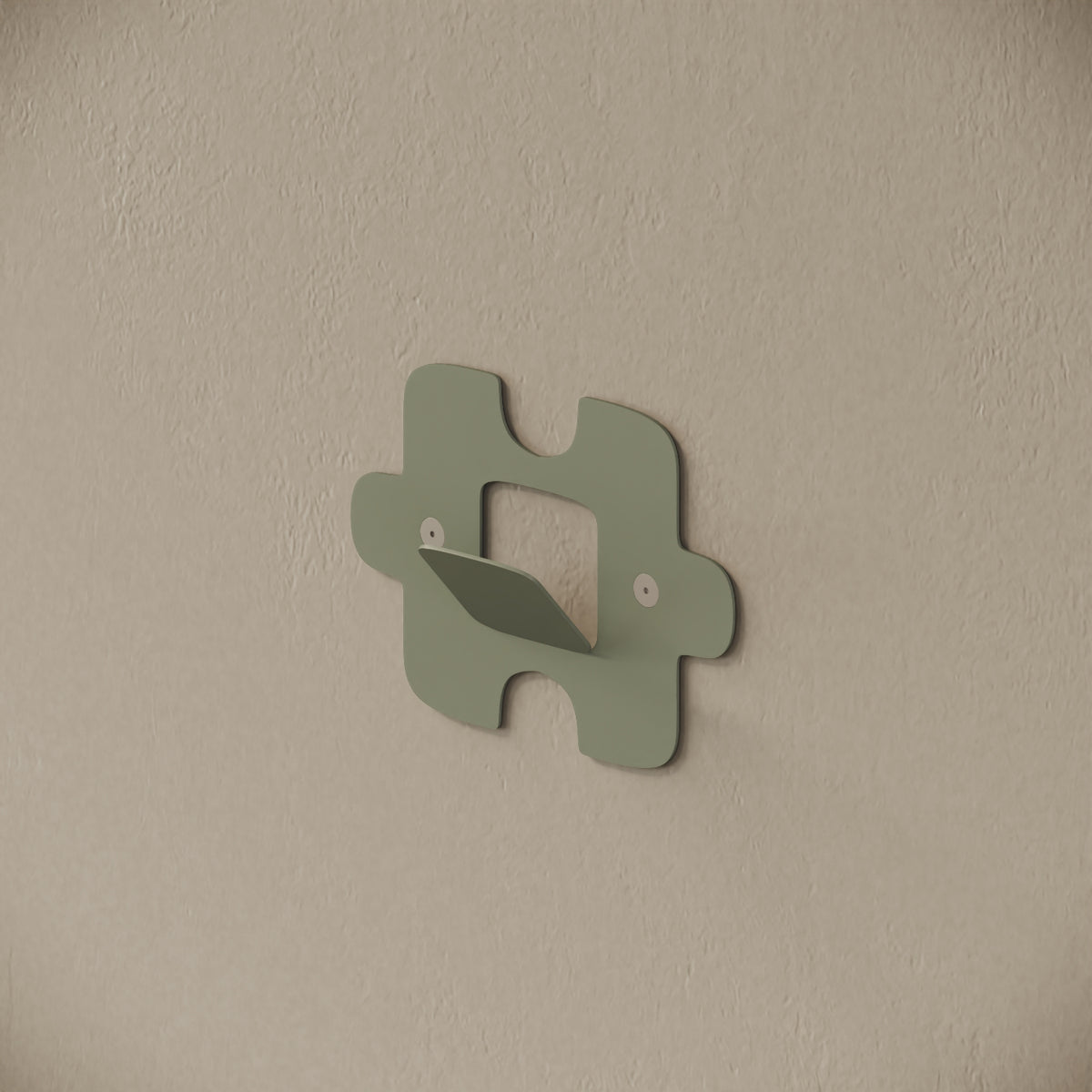 Appendiabiti da muro Puzzle verde, vista laterale – ferro verniciato, gancio integrato