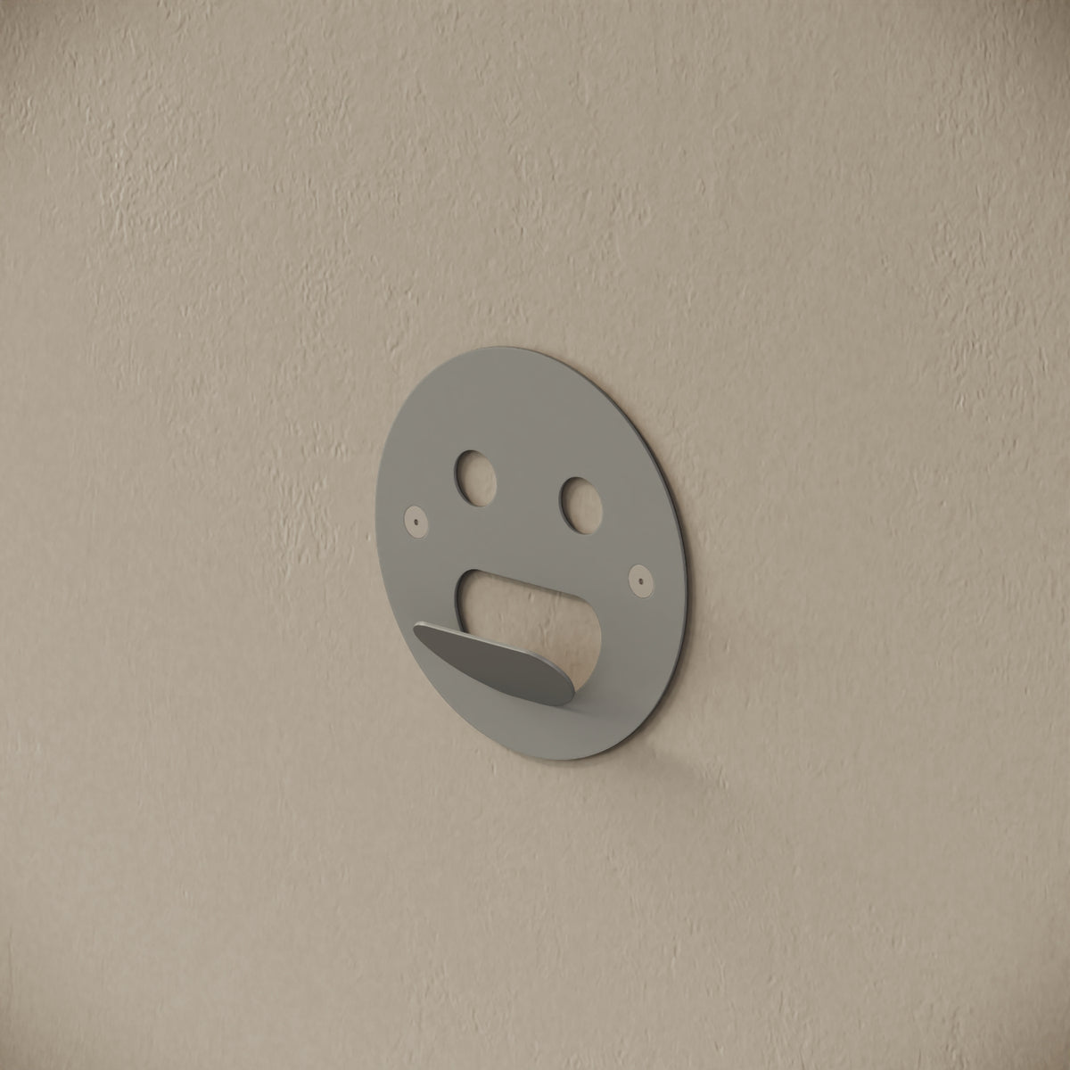Appendiabiti da muro Smile grigio, vista laterale – ferro verniciato, gancio integrato
