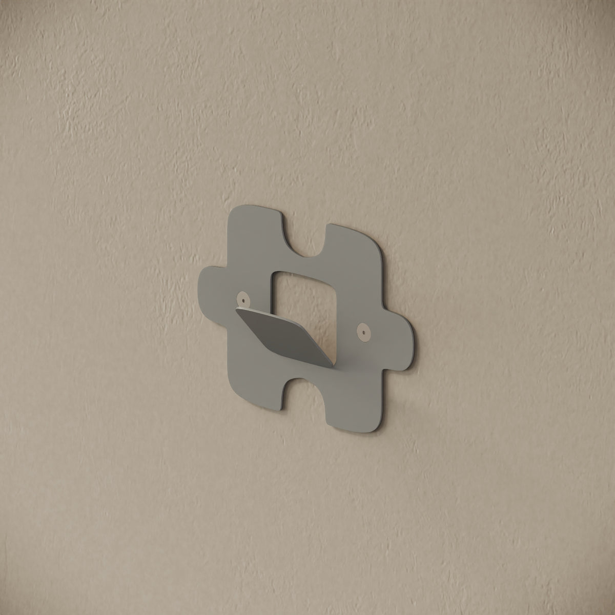 Appendiabiti da muro Puzzle grigio, vista laterale – ferro verniciato, gancio integrato
