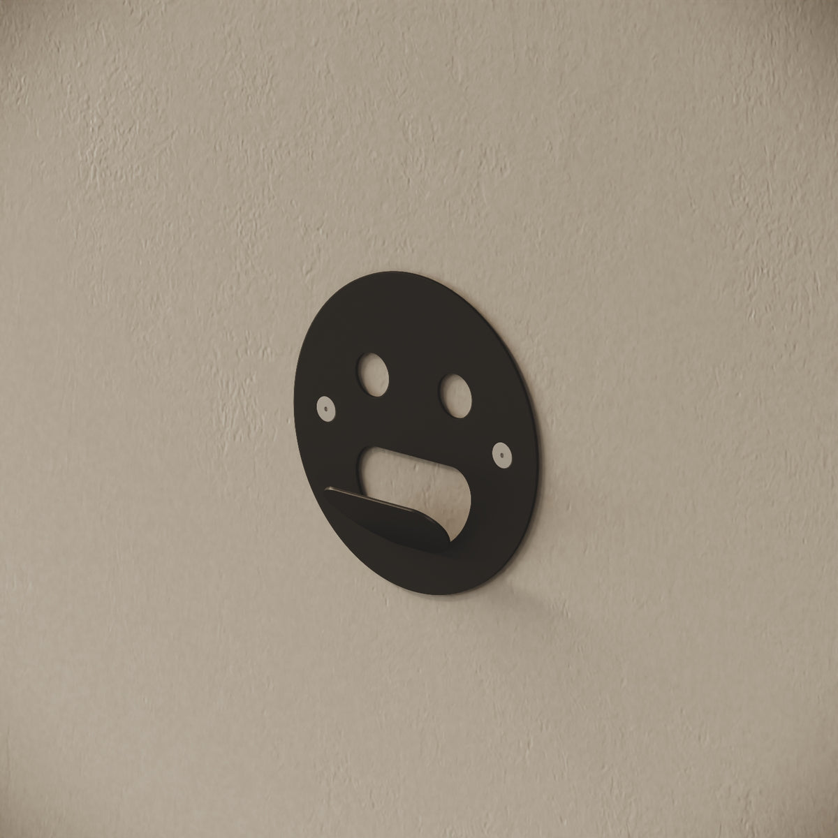 Appendiabiti da muro Smile nero, vista laterale – ferro verniciato, gancio integrato