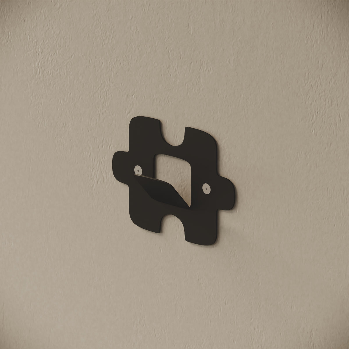 Appendiabiti da muro Puzzle nero, vista laterale – ferro verniciato, gancio integrato
