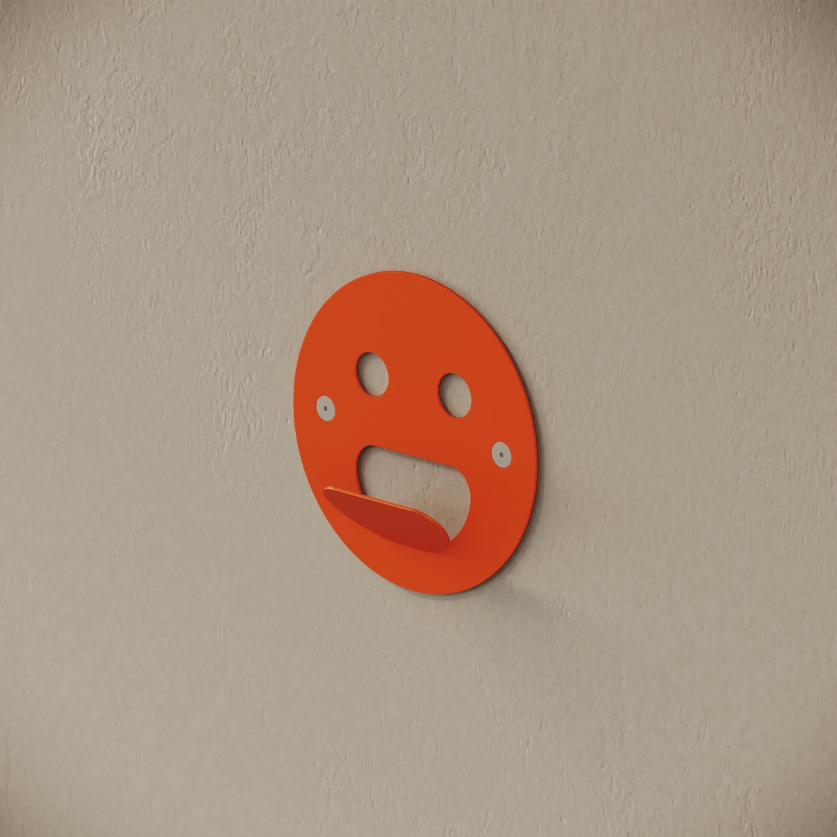 Appendiabiti da muro Smile arancione, vista laterale – ferro verniciato, gancio integrato
