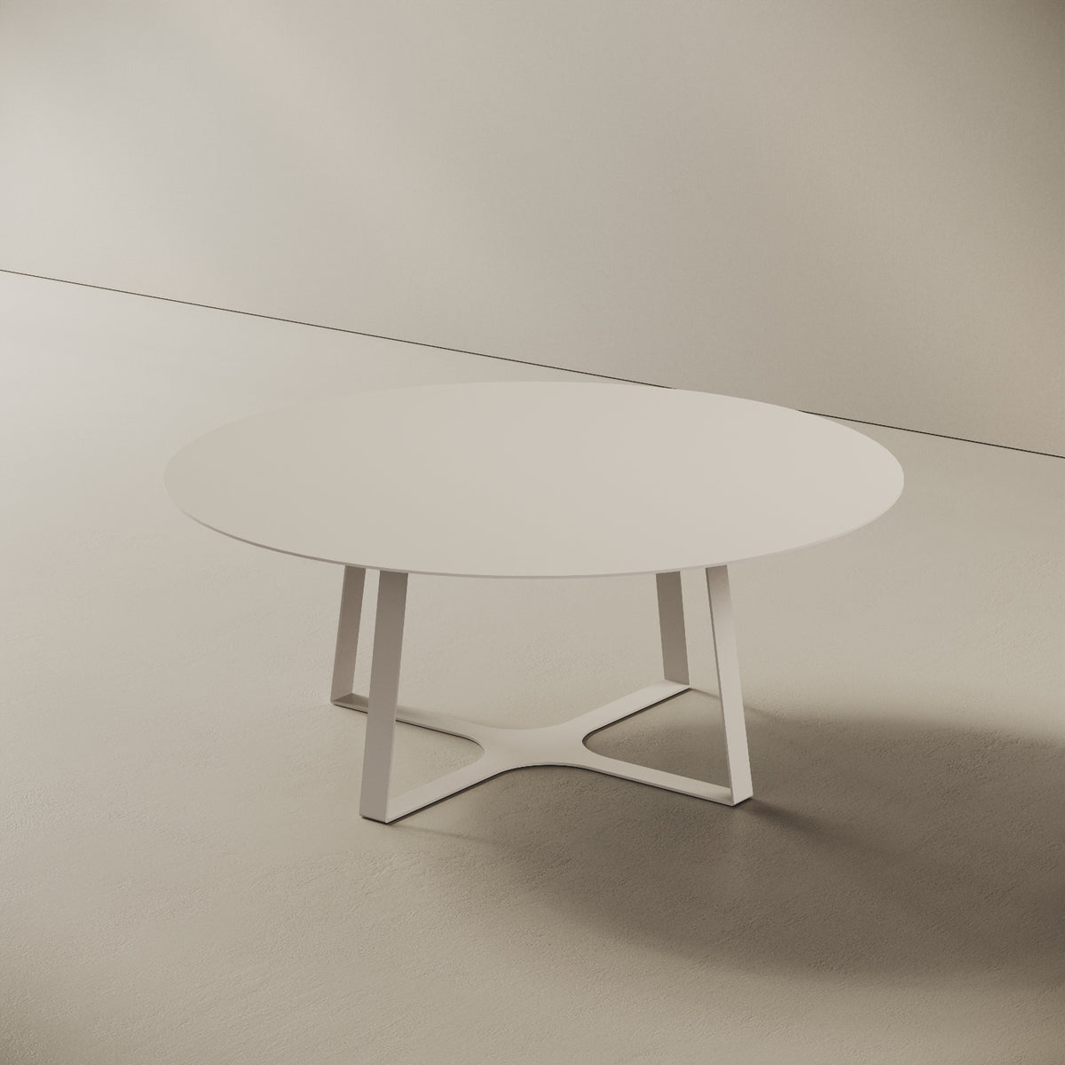 Tavolino da caffè Japan bianco L, vista laterale – struttura geometrica in ferro verniciato bianco