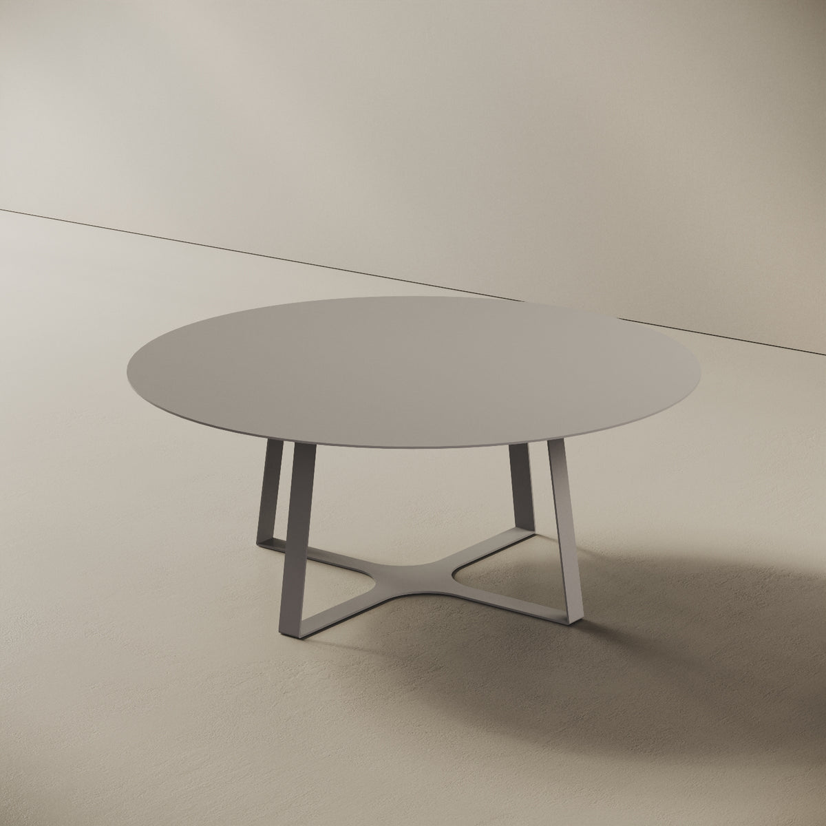 Tavolino da caffè Japan grigio L, vista laterale – struttura geometrica in ferro verniciato grigio