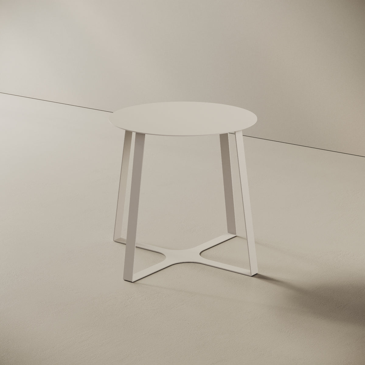 Tavolino da caffè Japan bianco S, vista laterale – struttura geometrica in ferro verniciato bianco