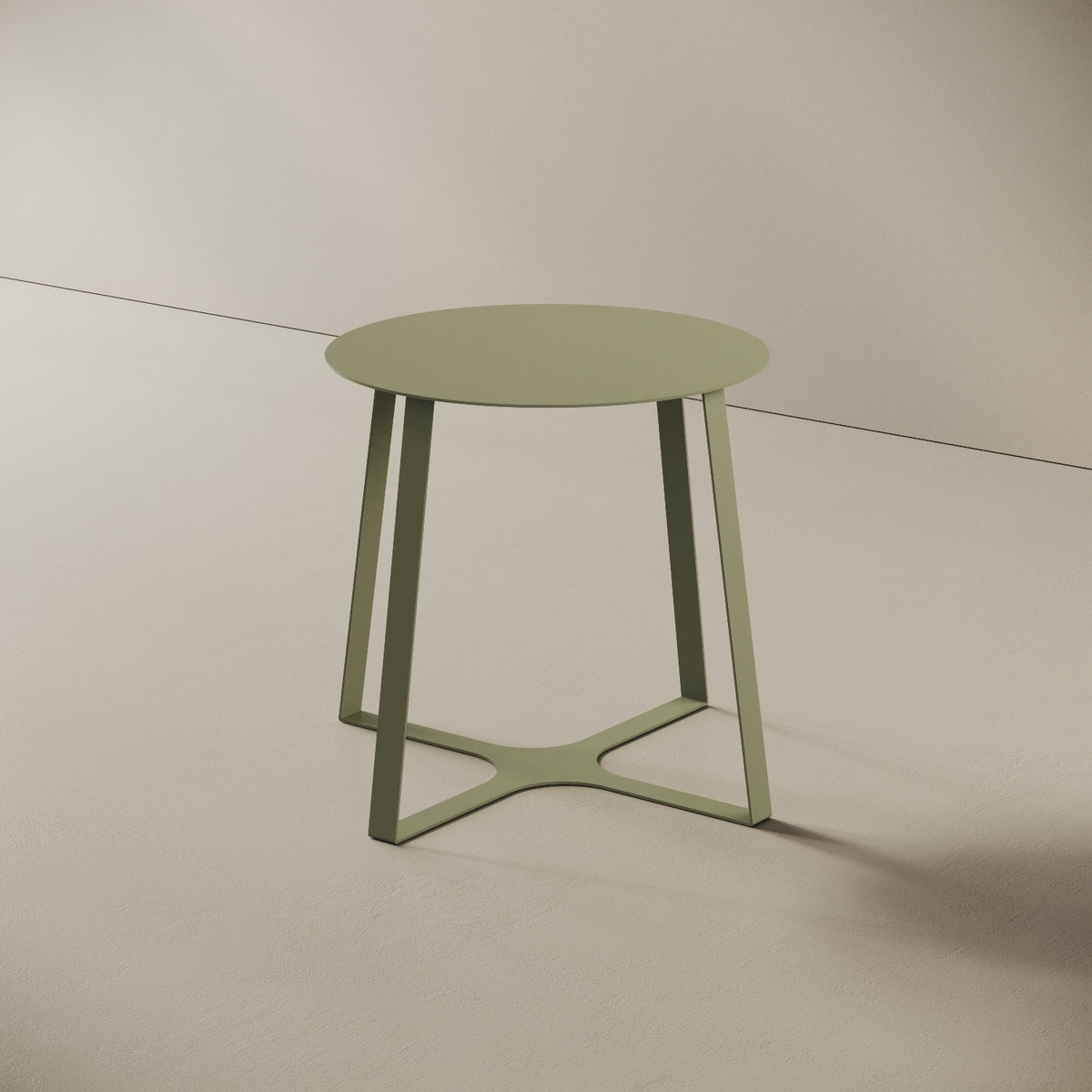 Tavolino da caffè Japan verde S, vista laterale – struttura geometrica in ferro verniciato verde