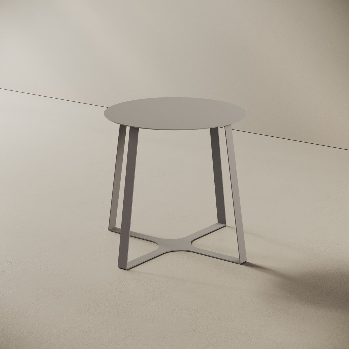Tavolino da caffè Japan grigio S, vista laterale – struttura geometrica in ferro verniciato grigio