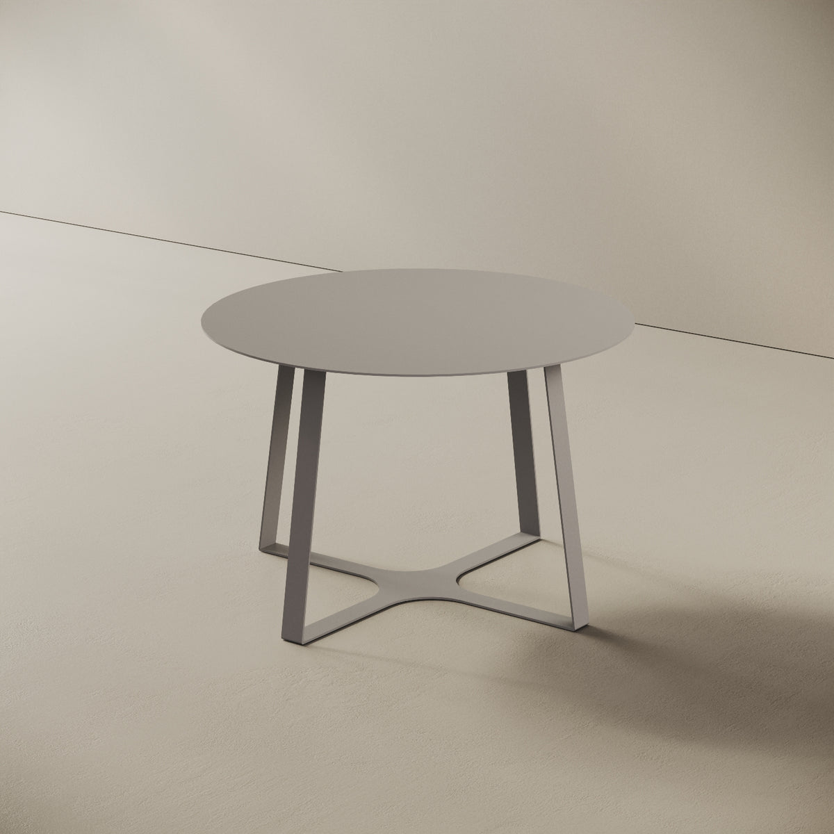 Tavolino da caffè Japan grigio M, vista laterale – struttura geometrica in ferro verniciato grigio