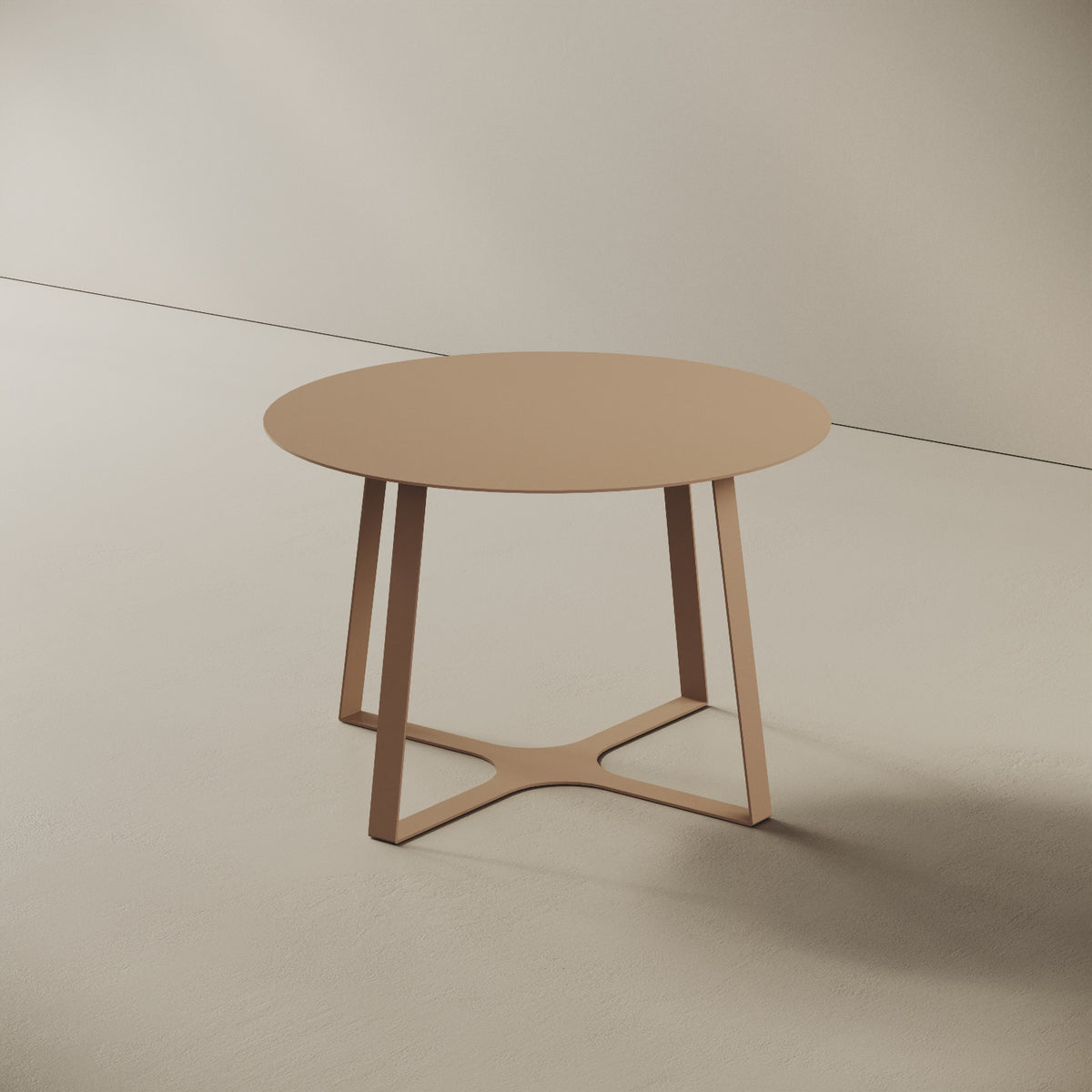 Tavolino da caffè Japan cappuccino M, vista laterale – struttura geometrica in ferro verniciato cappuccino