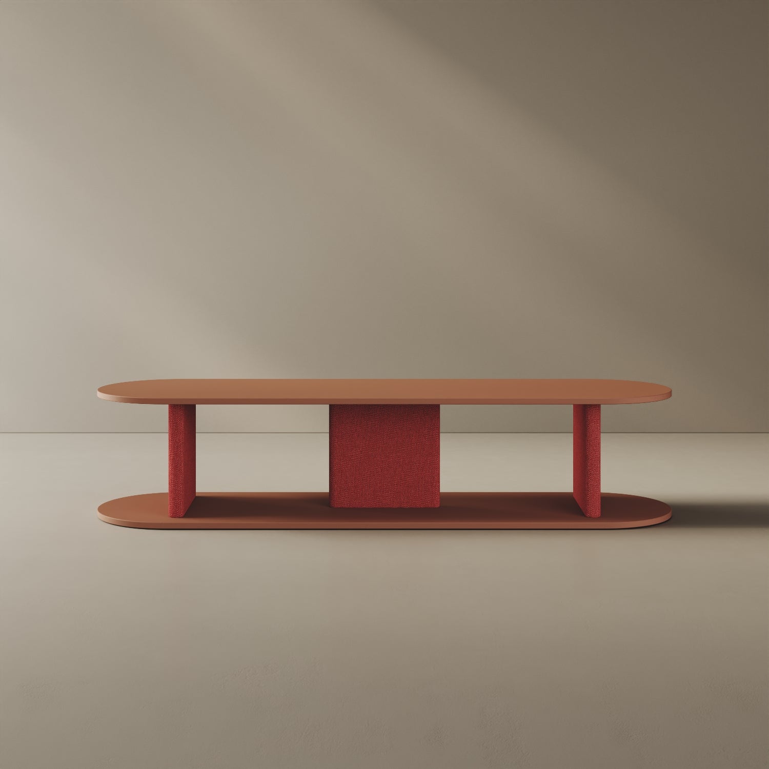 Mobile TV Strato red curry M, vista frontale – mobile TV design 170x45,5x37,3 cm legno nobilitato e tessuto