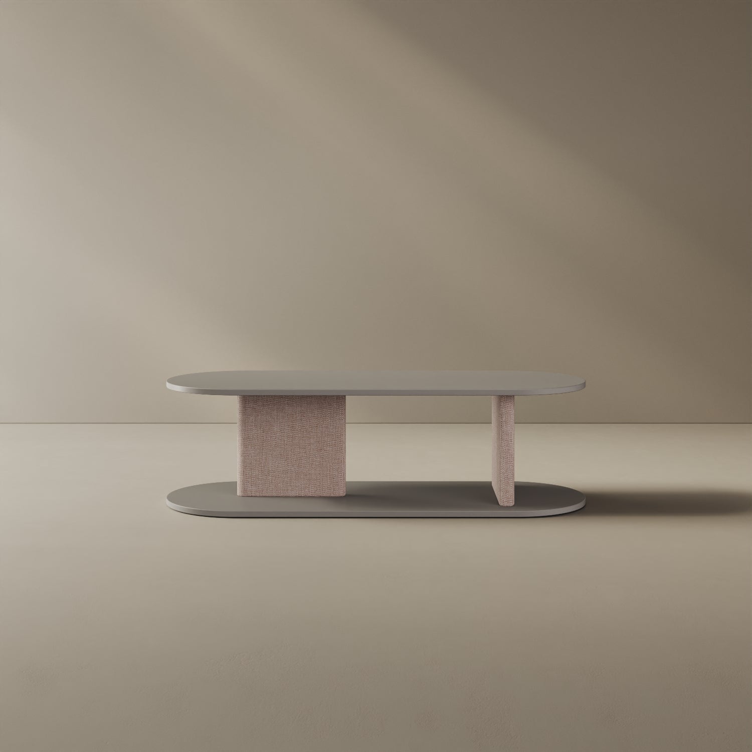 Mobile TV Strato grigio S, vista frontale – mobile TV design 127x45,5x37,3 cm legno nobilitato e tessuto