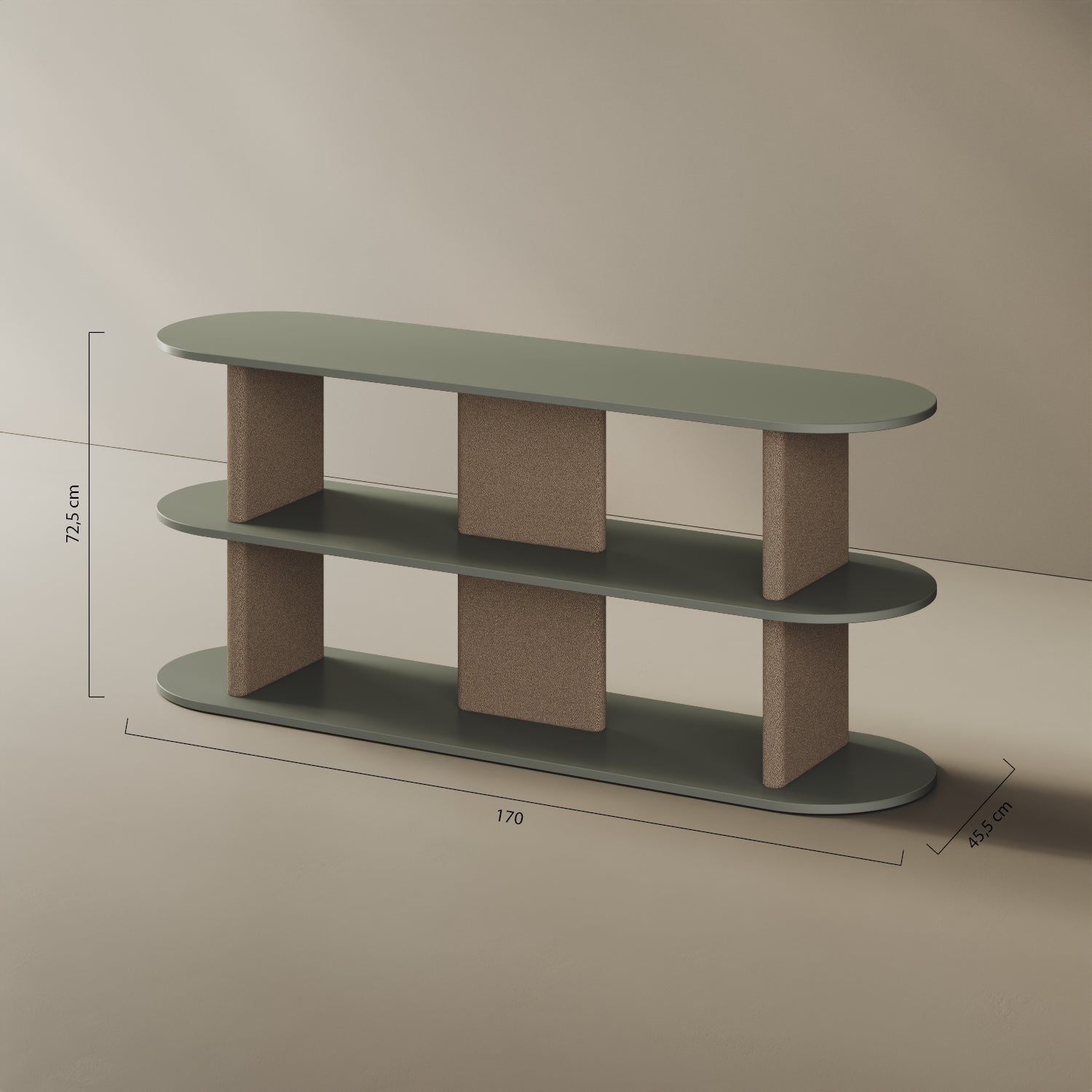 Libreria Strato M – misure 170x45,5x72,5 cm, legno nobilitato e tessuto