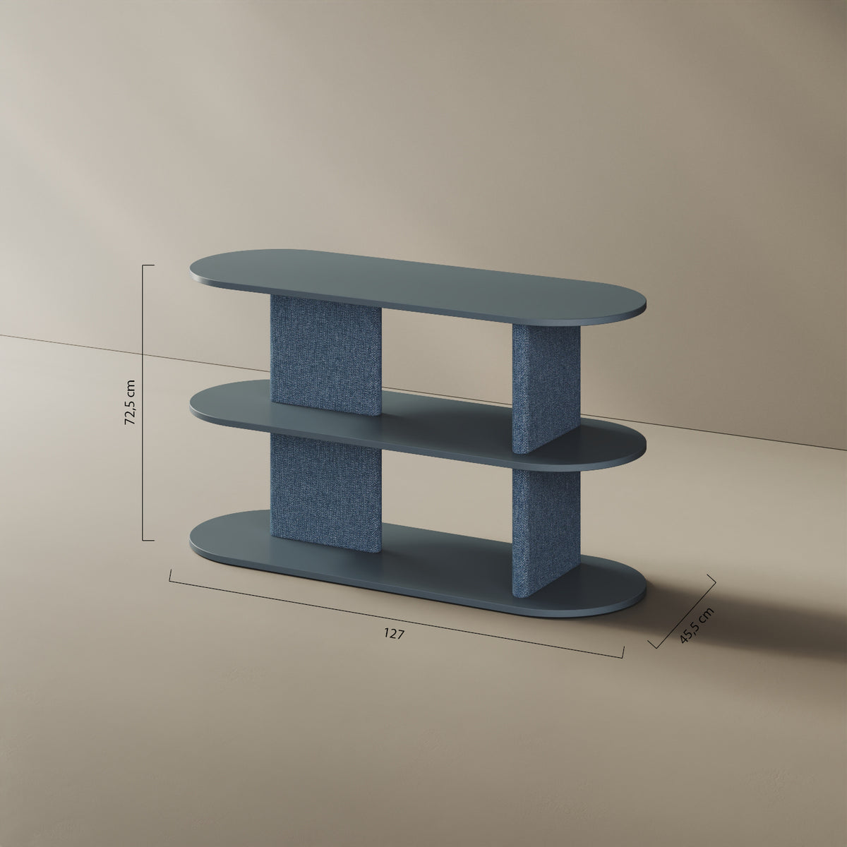 Libreria Strato M – misure 170x45,5x72,5 cm, legno nobilitato e tessuto