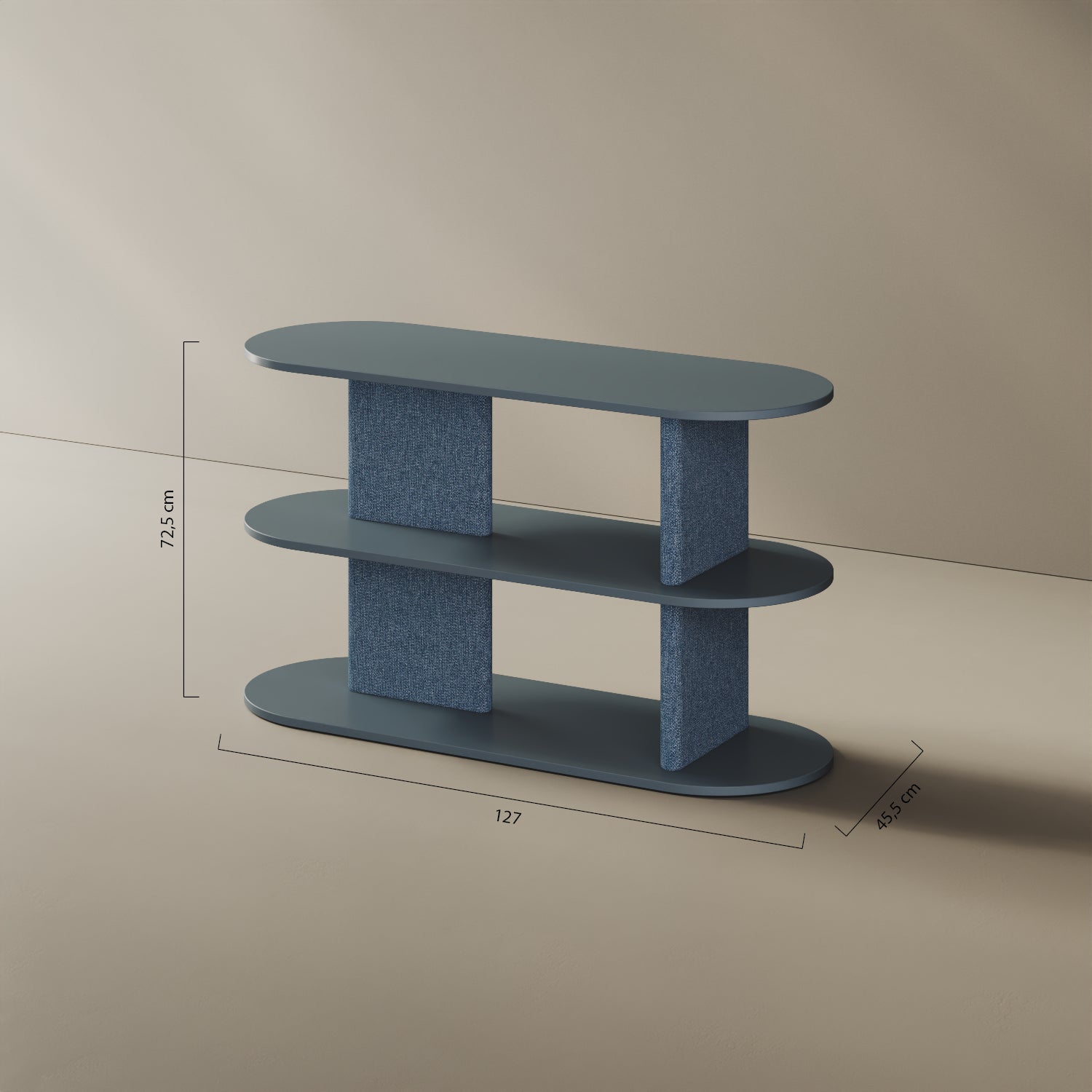Libreria Strato M – misure 170x45,5x72,5 cm, legno nobilitato e tessuto