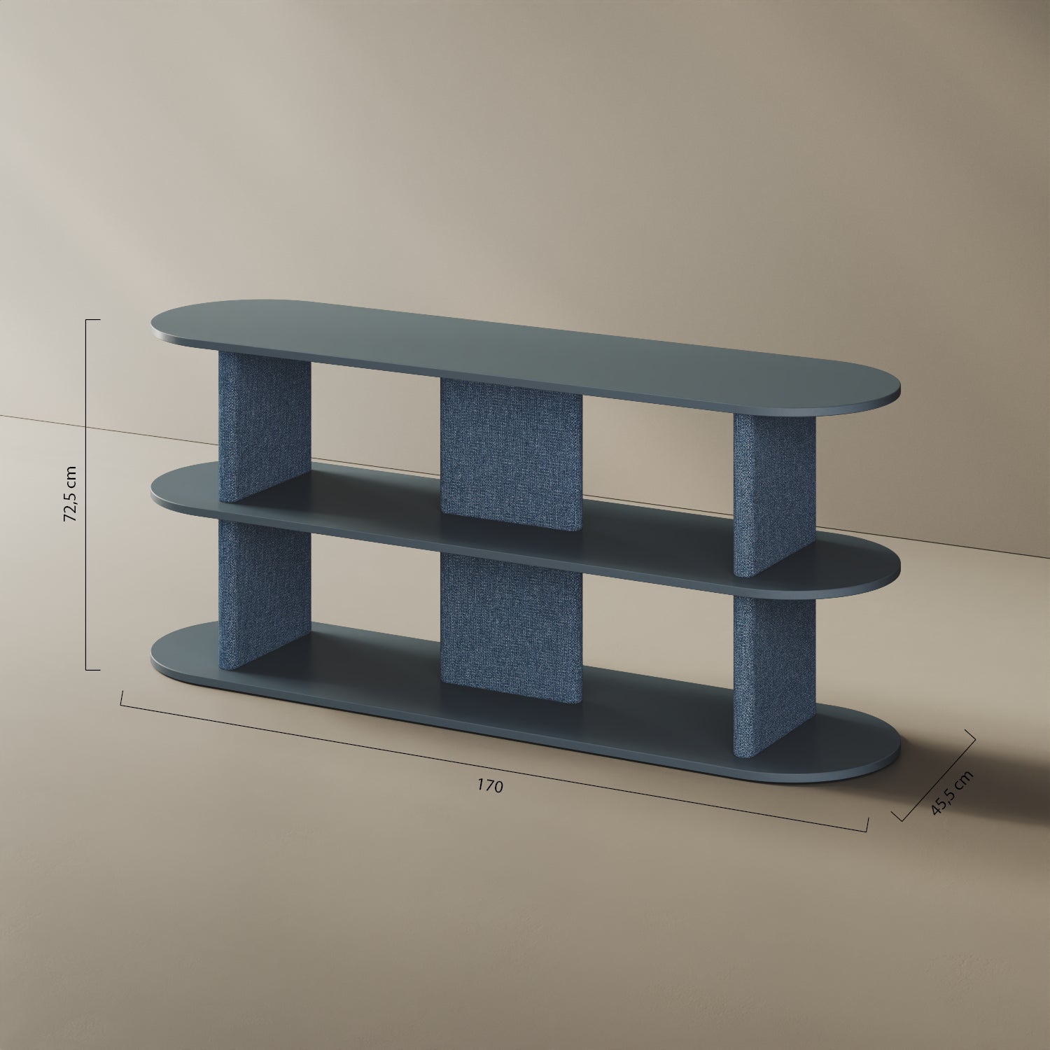 Libreria Strato M – misure 170x45,5x72,5 cm, legno nobilitato e tessuto