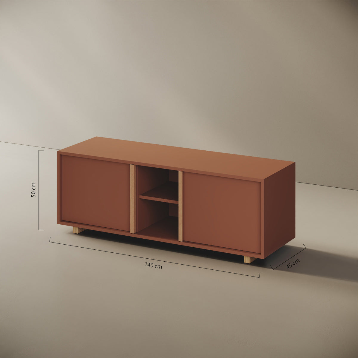 Mobile TV ILE red curry taglia M — scheda tecnica e caratteristiche del design di Mario Alessiani in legno nobilitato