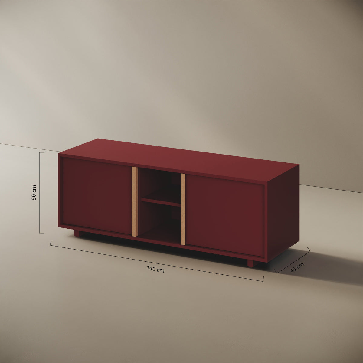 Mobile TV ILE rosso taglia M — scheda tecnica e caratteristiche del design di Mario Alessiani in legno nobilitato