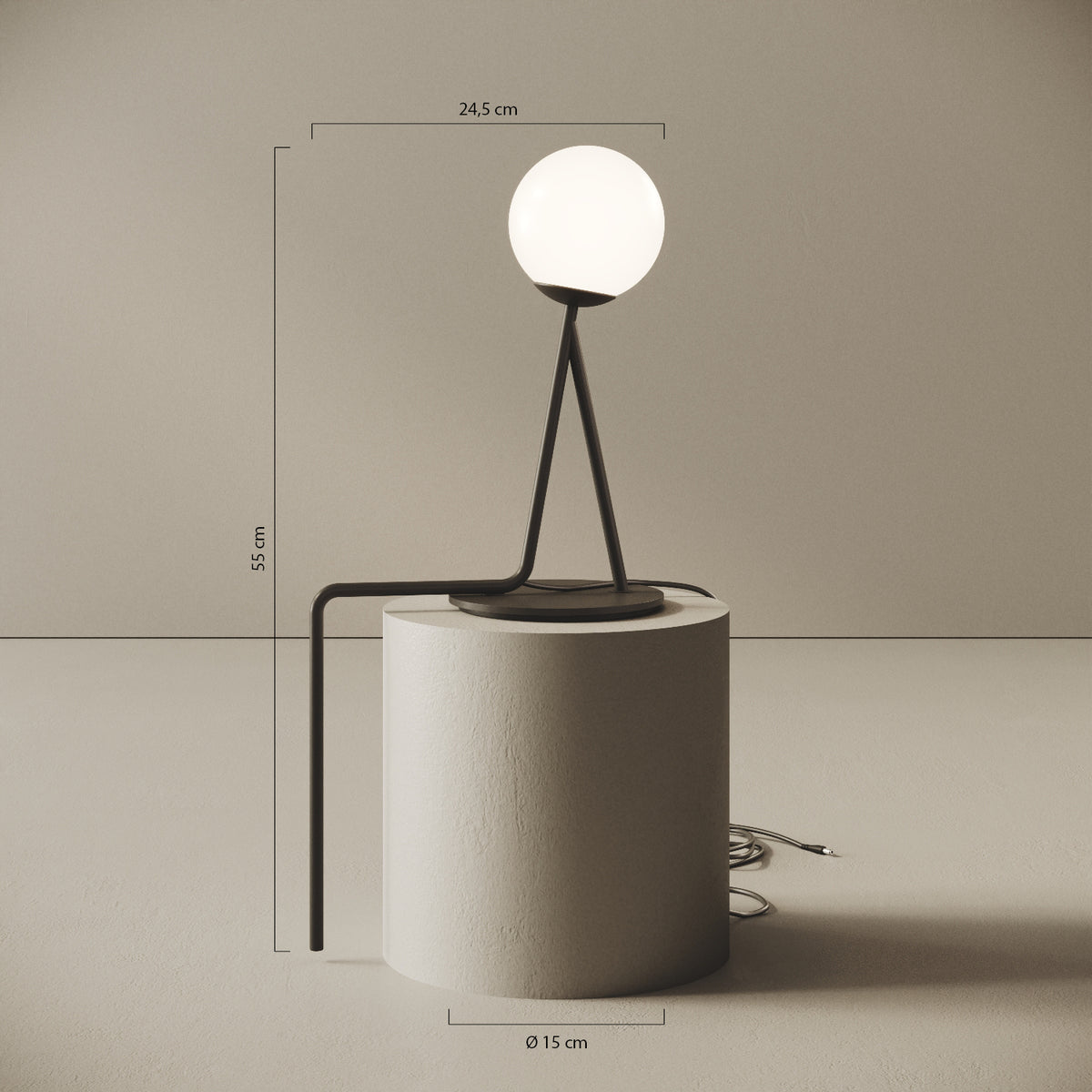 OMINO lampada da tavolo nero finitura Seat — caratteristiche e design della collezione OMINI di Kevin Chu in ottone verniciato nero opaco