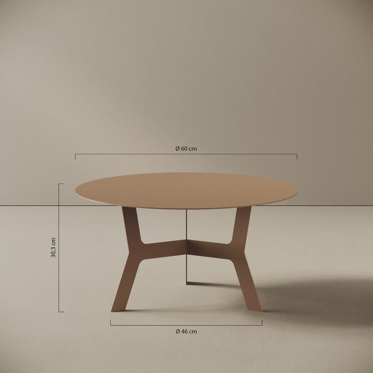 Tavolino da caffè Barcellona basso – misure Ø60 cm H30,3 cm, ferro verniciato