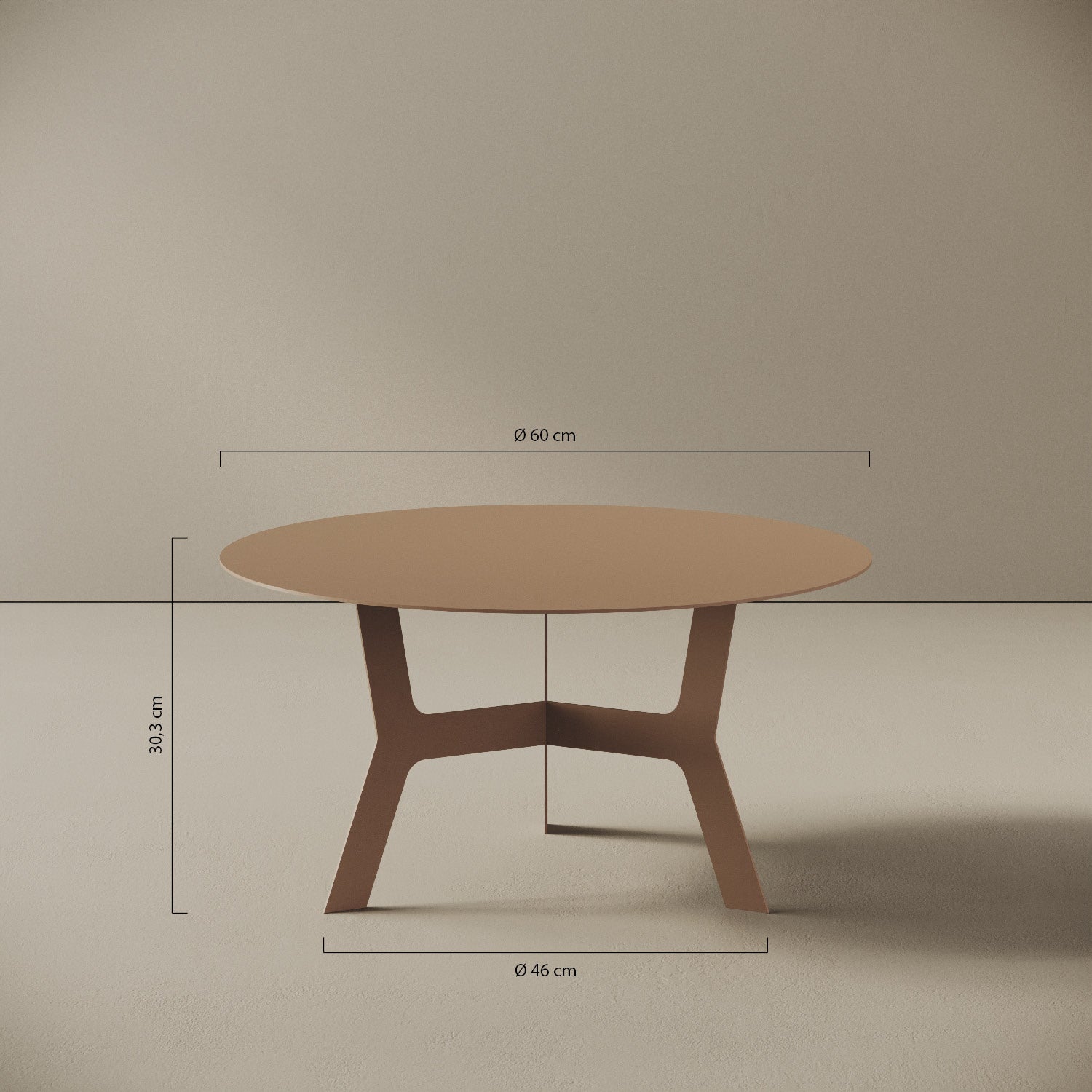 Tavolino da caffè Barcellona basso – misure Ø60 cm H30,3 cm, ferro verniciato