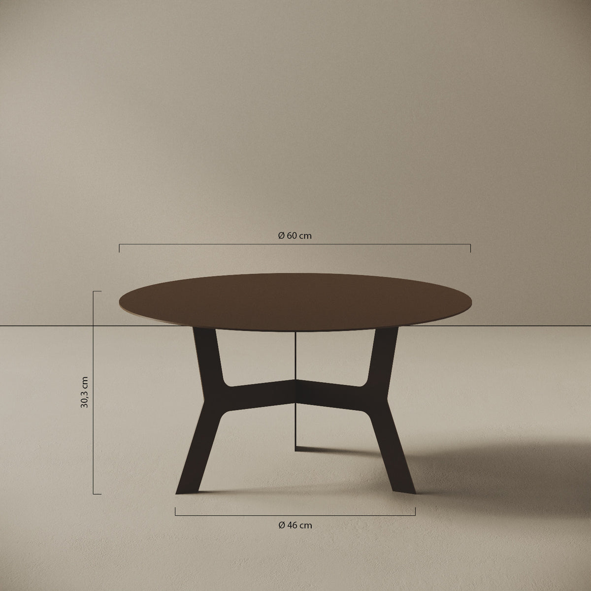 Tavolino da caffè Barcellona basso – misure Ø60 cm H30,3 cm, ferro verniciato