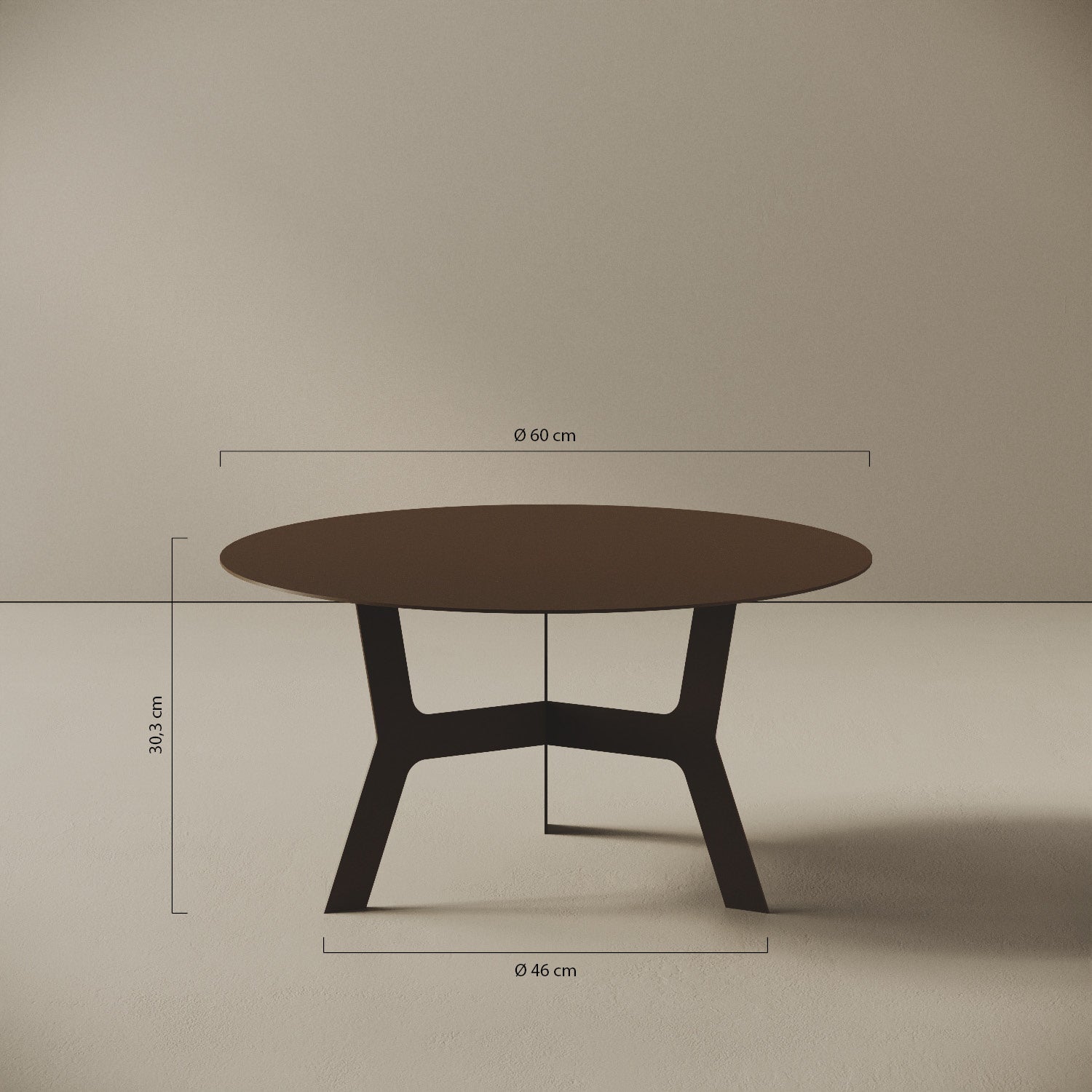 Tavolino da caffè Barcellona basso – misure Ø60 cm H30,3 cm, ferro verniciato