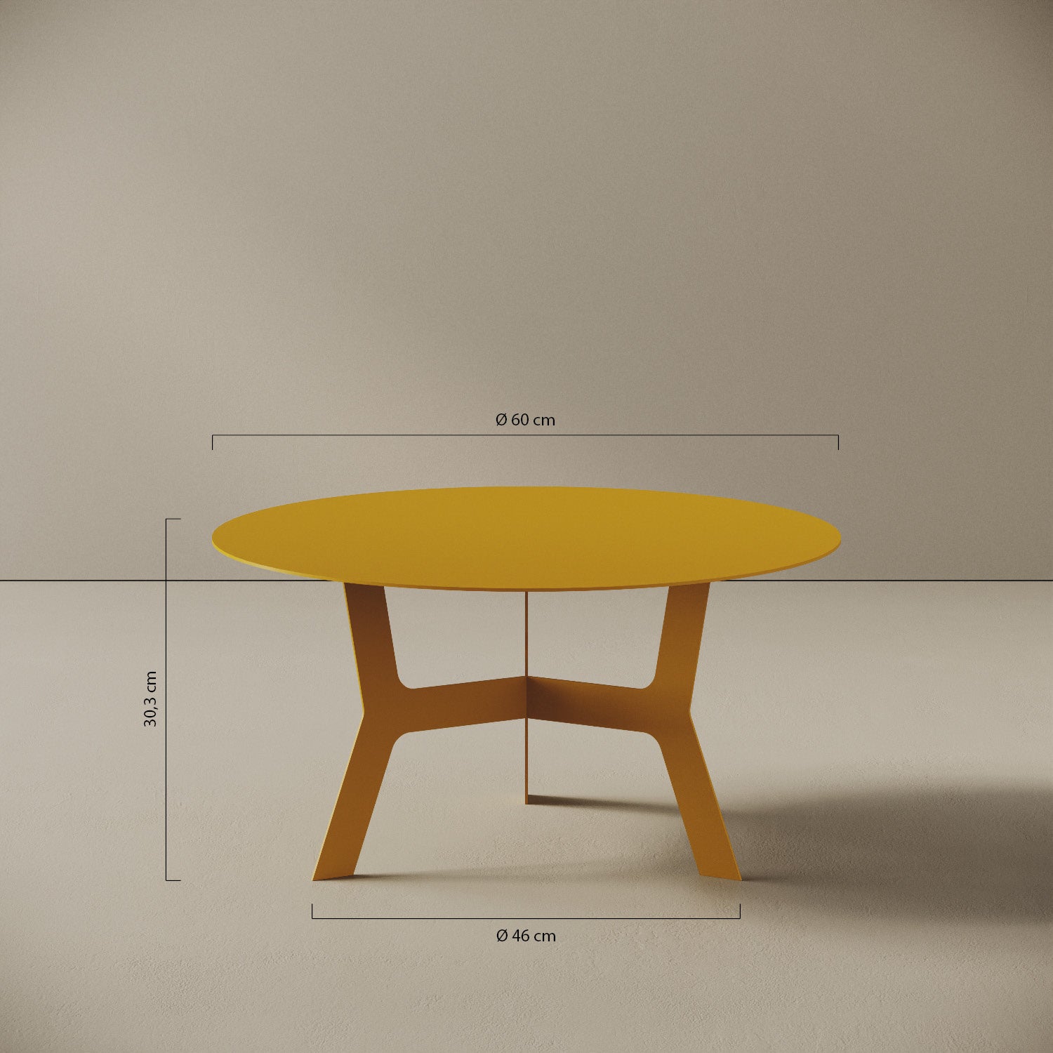 Tavolino da caffè Barcellona basso – misure Ø60 cm H30,3 cm, ferro verniciato