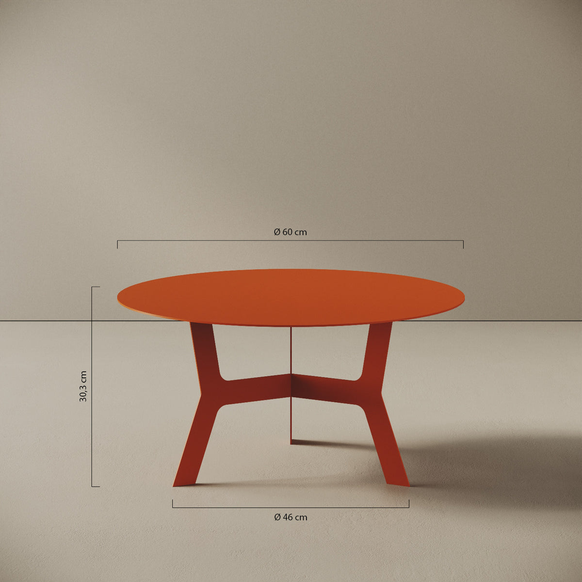 Tavolino da caffè Barcellona basso – misure Ø60 cm H30,3 cm, ferro verniciato