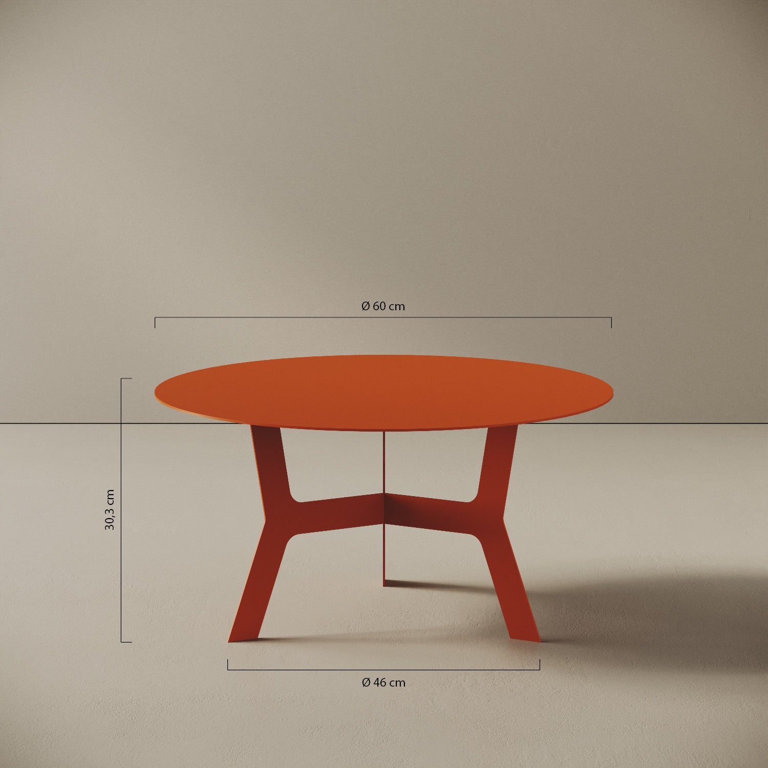 Tavolino da caffè Barcellona basso – misure Ø60 cm H30,3 cm, ferro verniciato