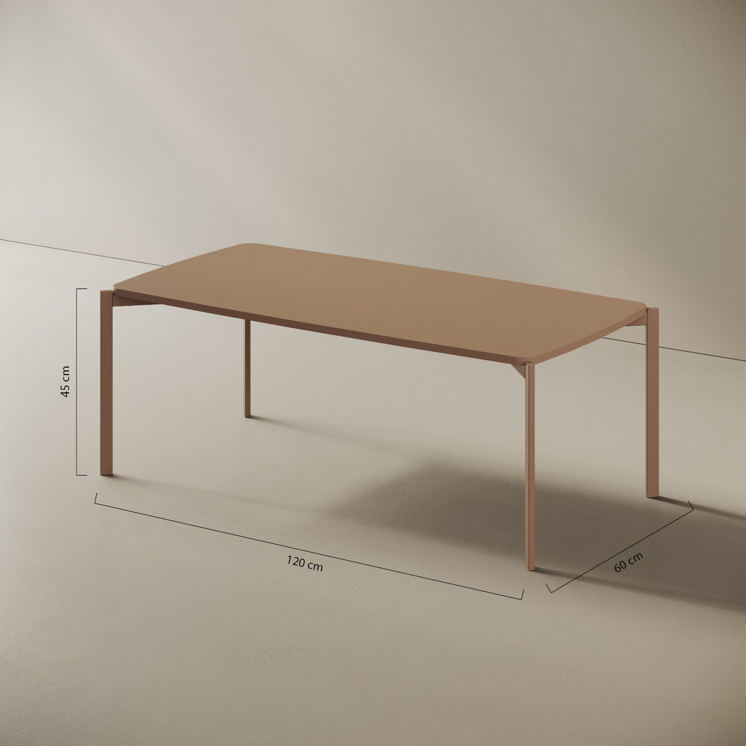 Tavolino Lisbona alto – misure 120x60 cm H44 cm, ferro verniciato e legno nobilitato