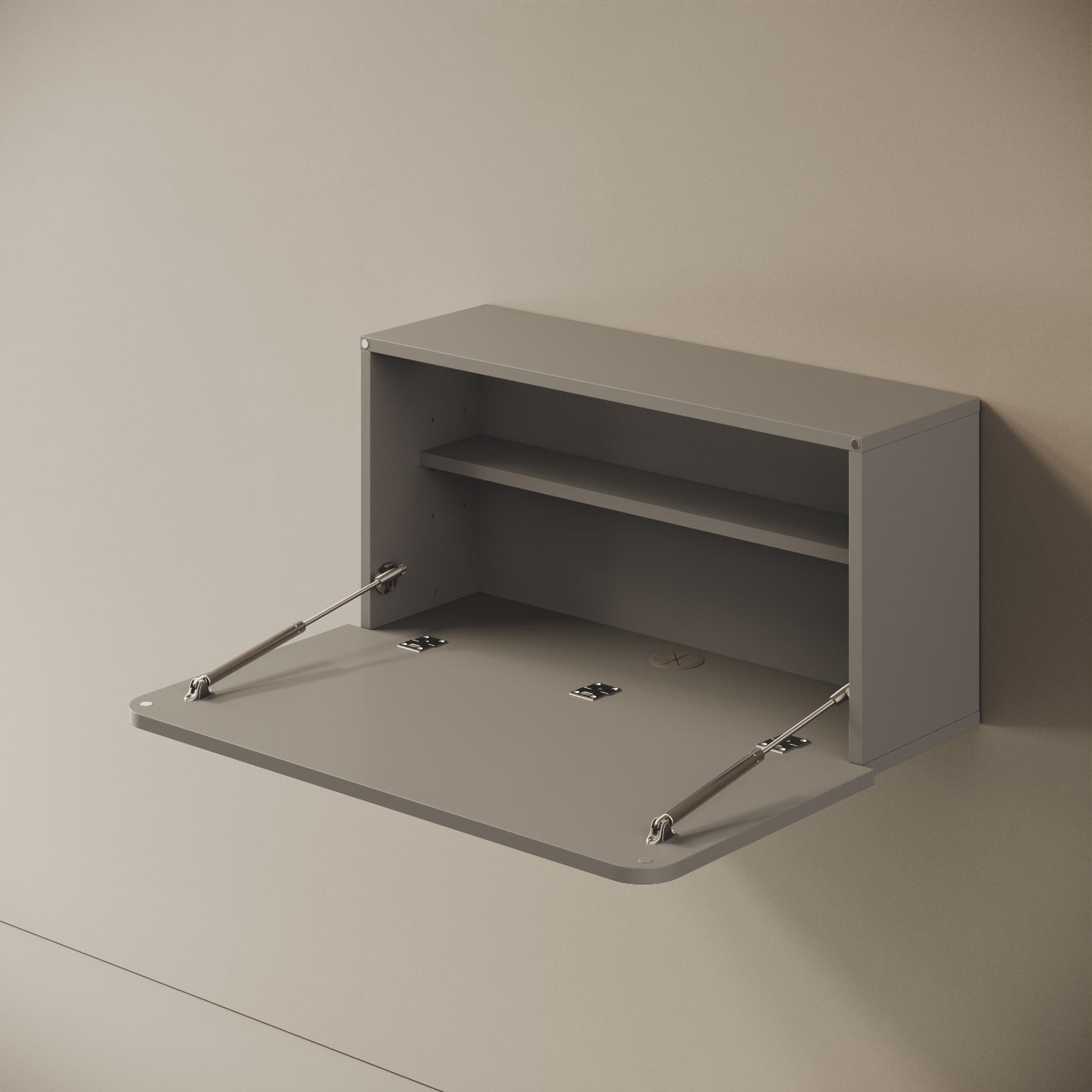 Scrittoio Segno grigio chiuso, vista laterale – profilo 29 cm a parete