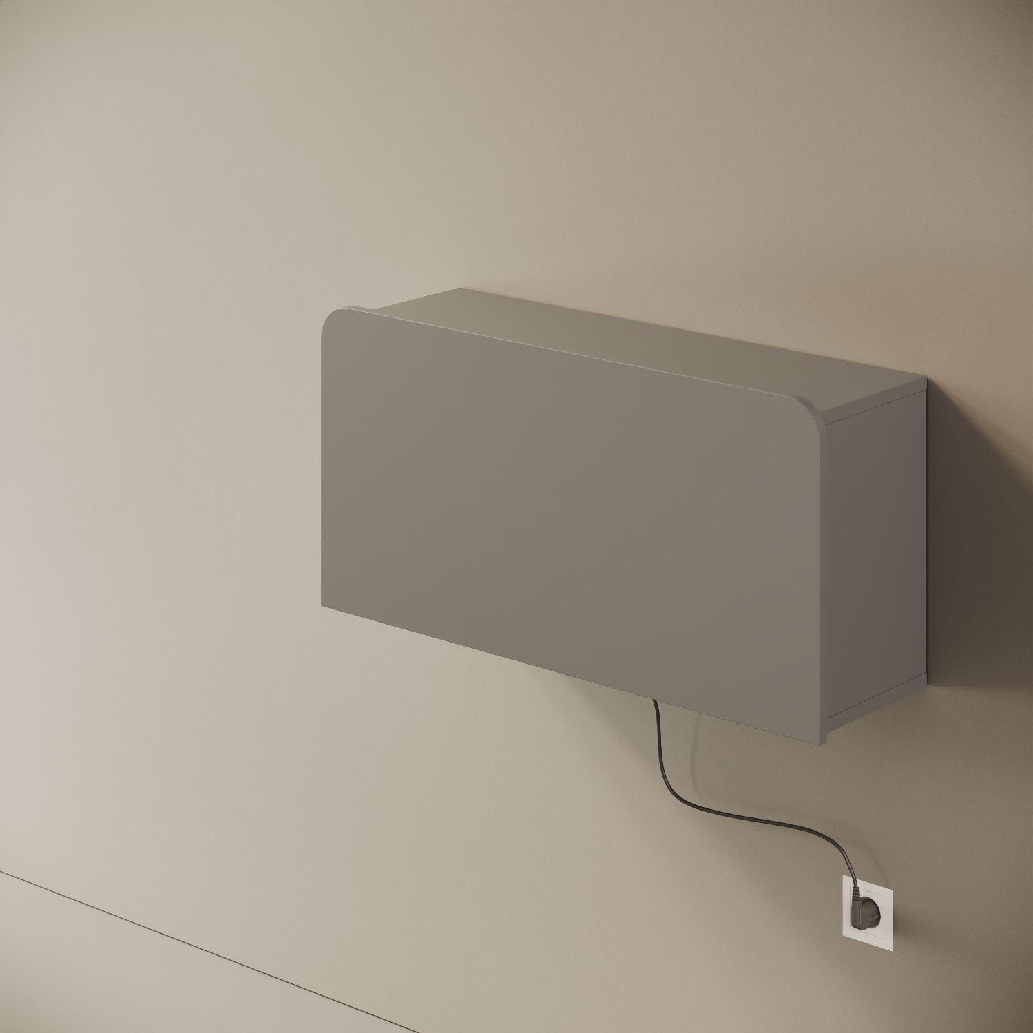 Scrittoio Segno grigio elettrificato chiuso, vista laterale – profilo 29 cm, cavo a parete