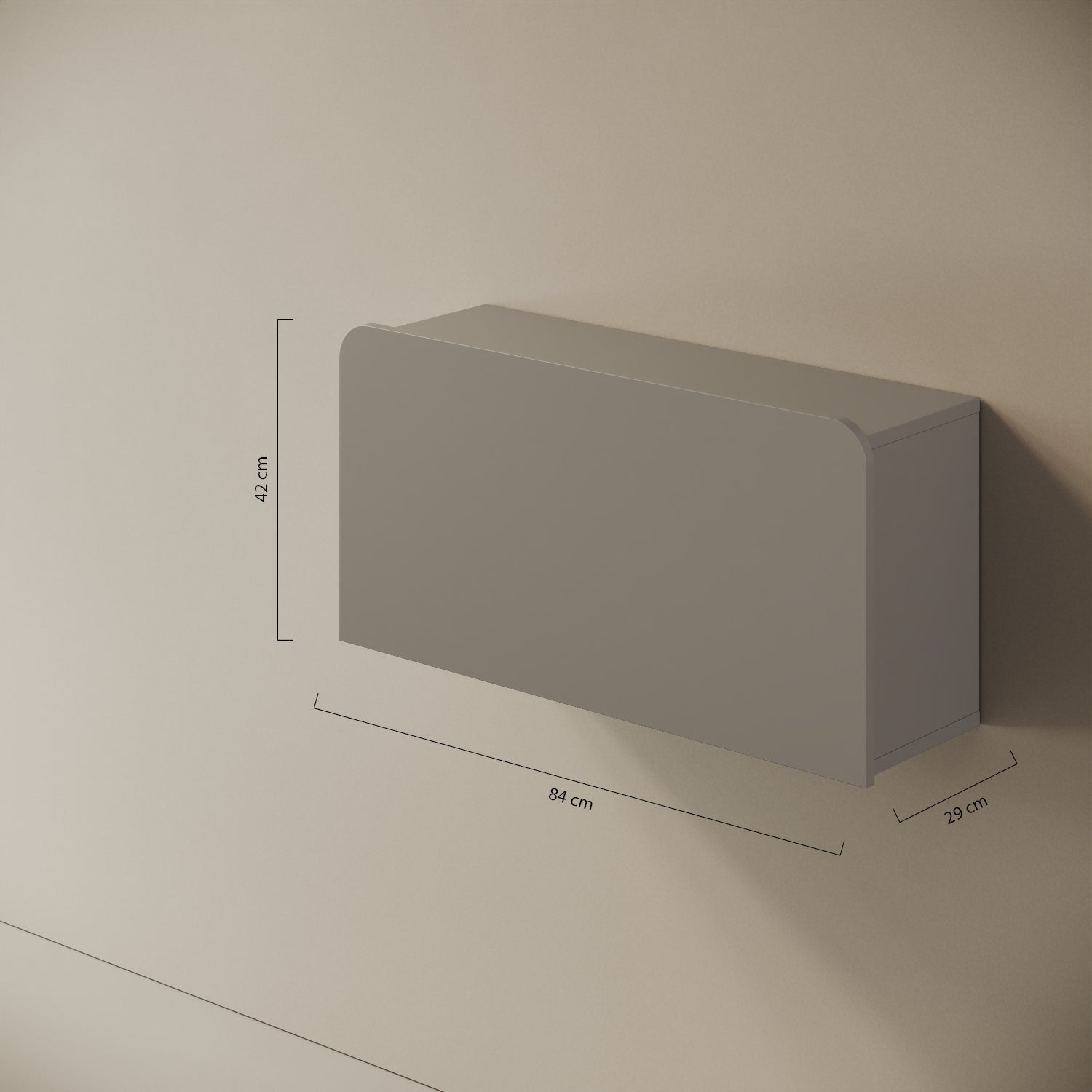 Scrittoio Segno grigio elettrificato chiuso – misure 84x29x42 cm, cavo e presa a parete