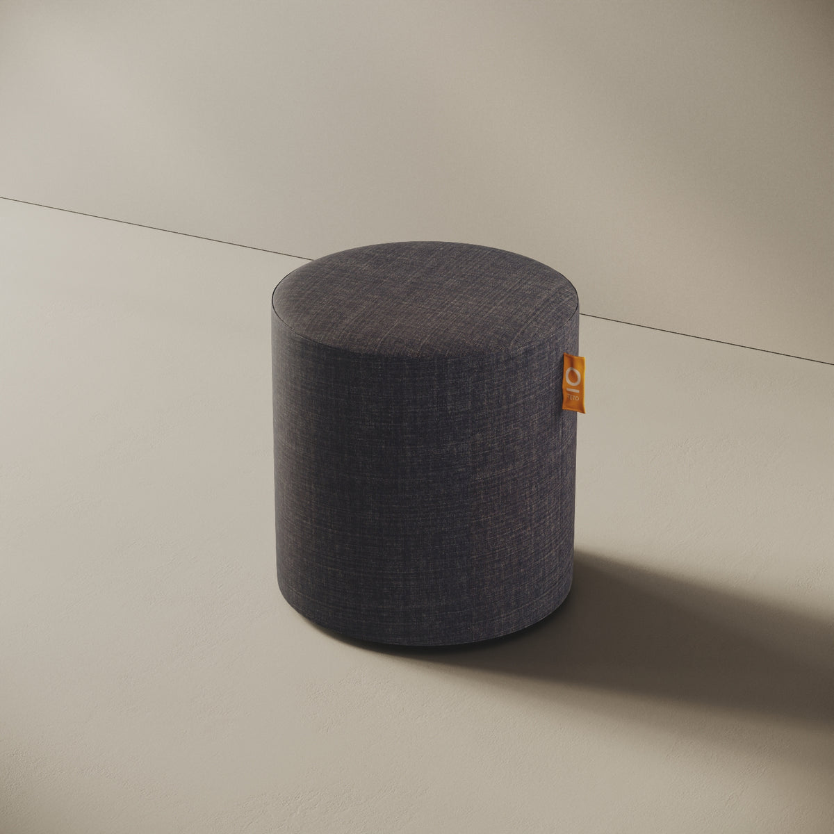 Pouf Comodo jeans taglia S Ø 47 × H 47 cm, vista laterale — rivestimento in denim robusto