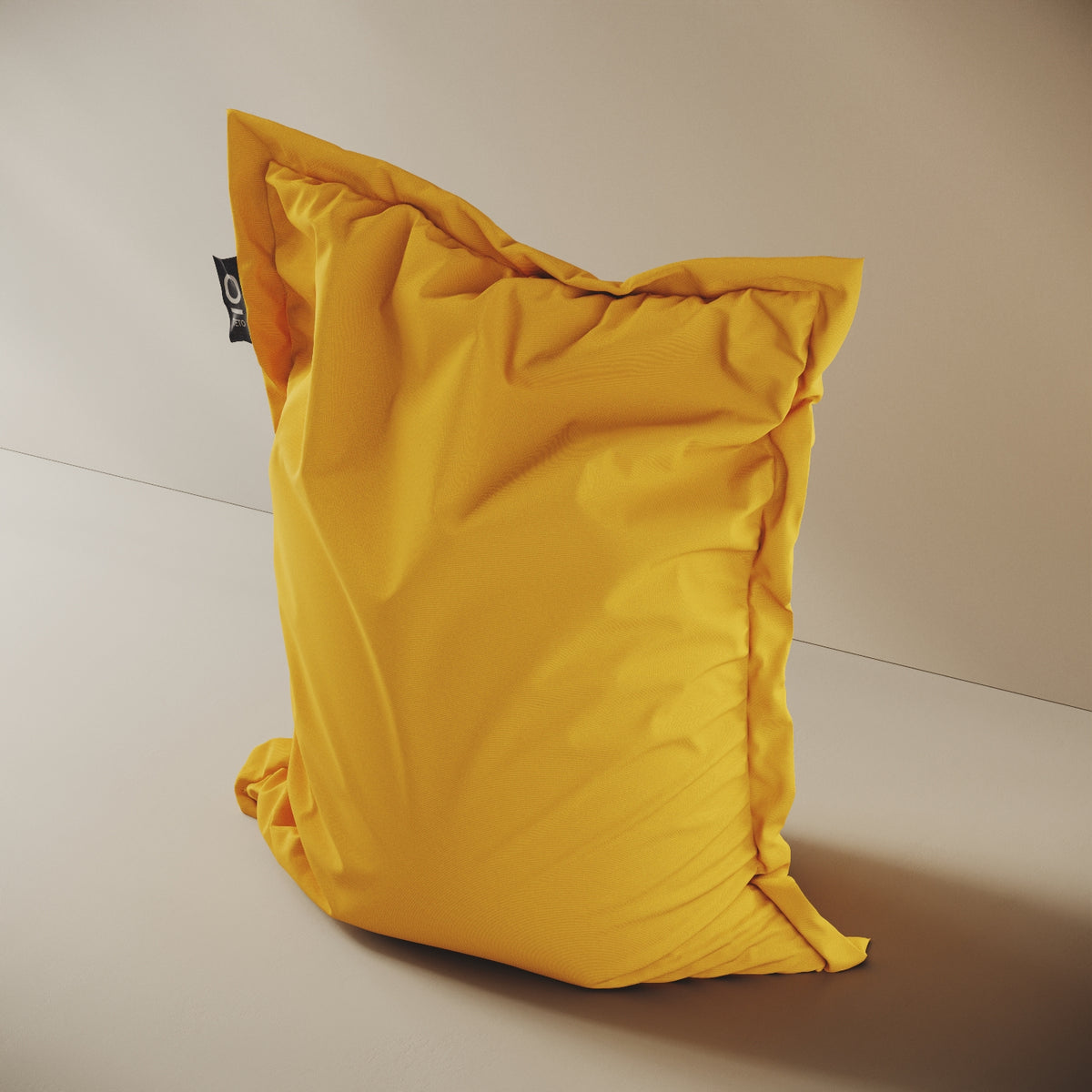 BeanB poltrona a sacco giallo L, vista laterale — forma ergonomica che si adatta al corpo, altezza regolabile