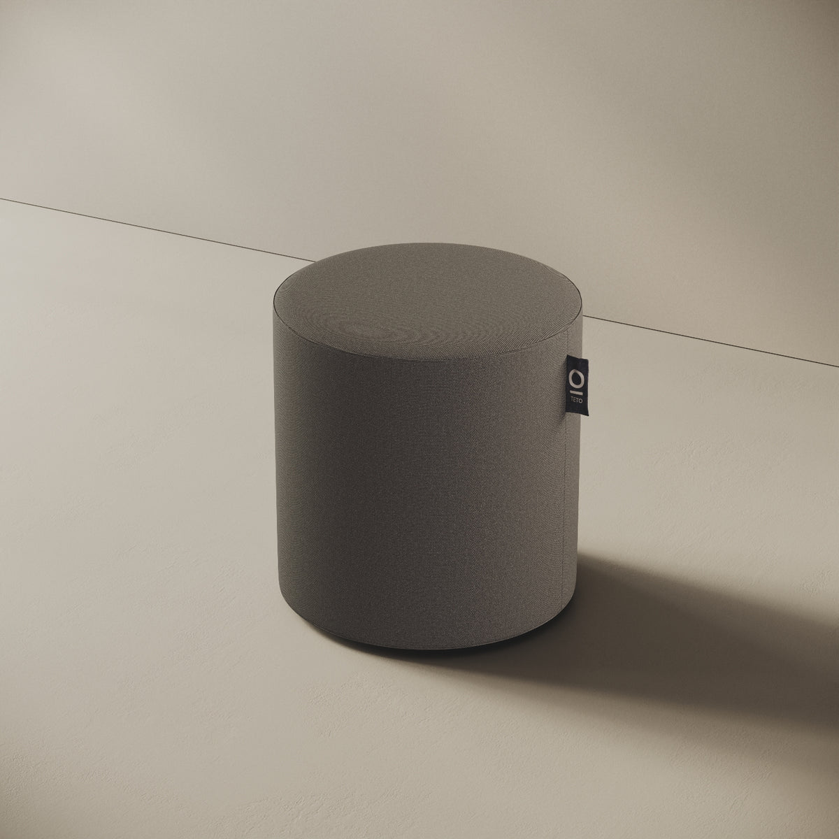 Pouf Comodo grigio taglia S Ø 47 × H 47 cm, vista laterale — rivestimento in tessuto acrilico idrorepellente e antimacchia